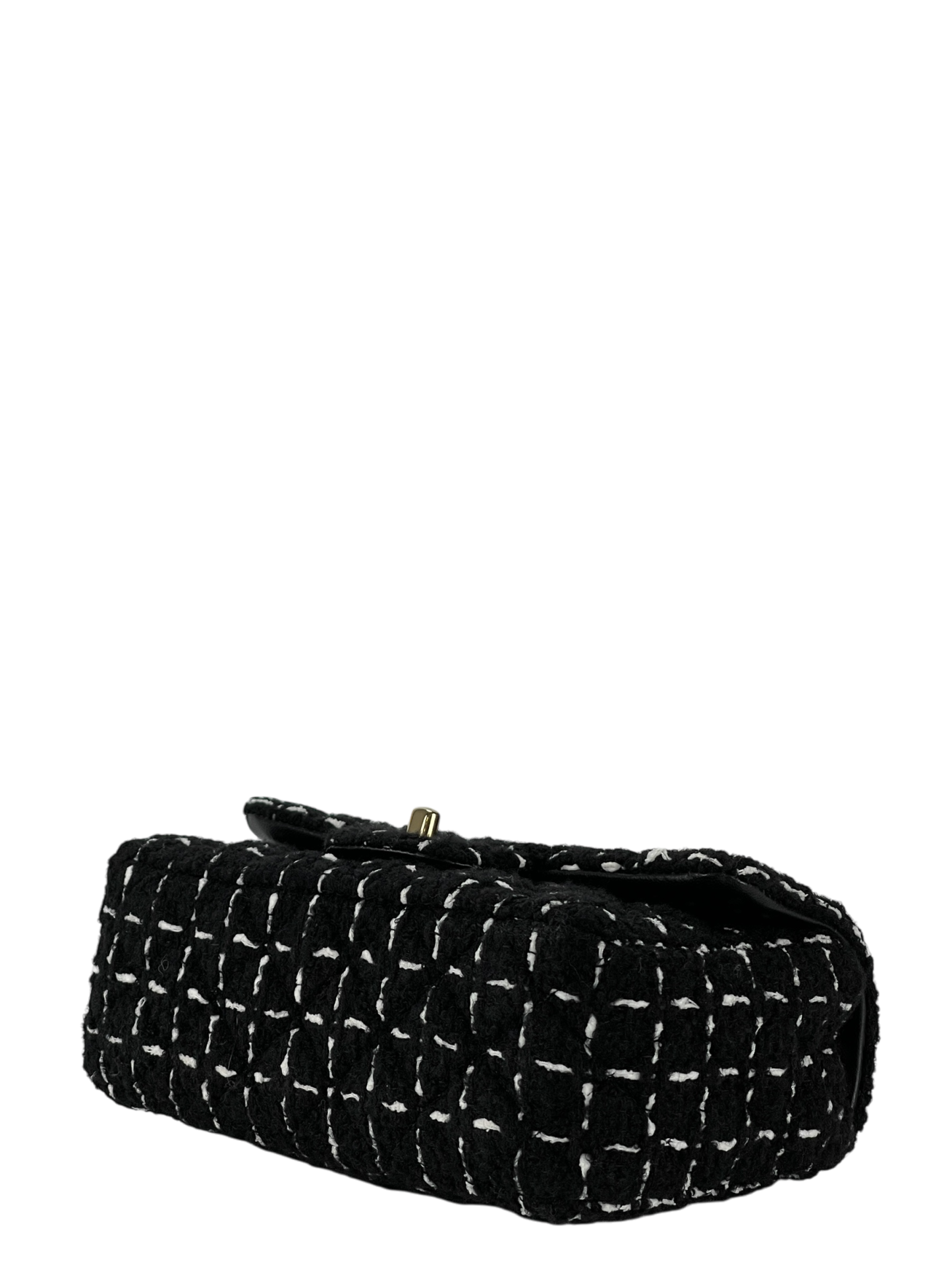 CHANEL - Mini Classic Flap Bag Gold ware Black White Tweed 