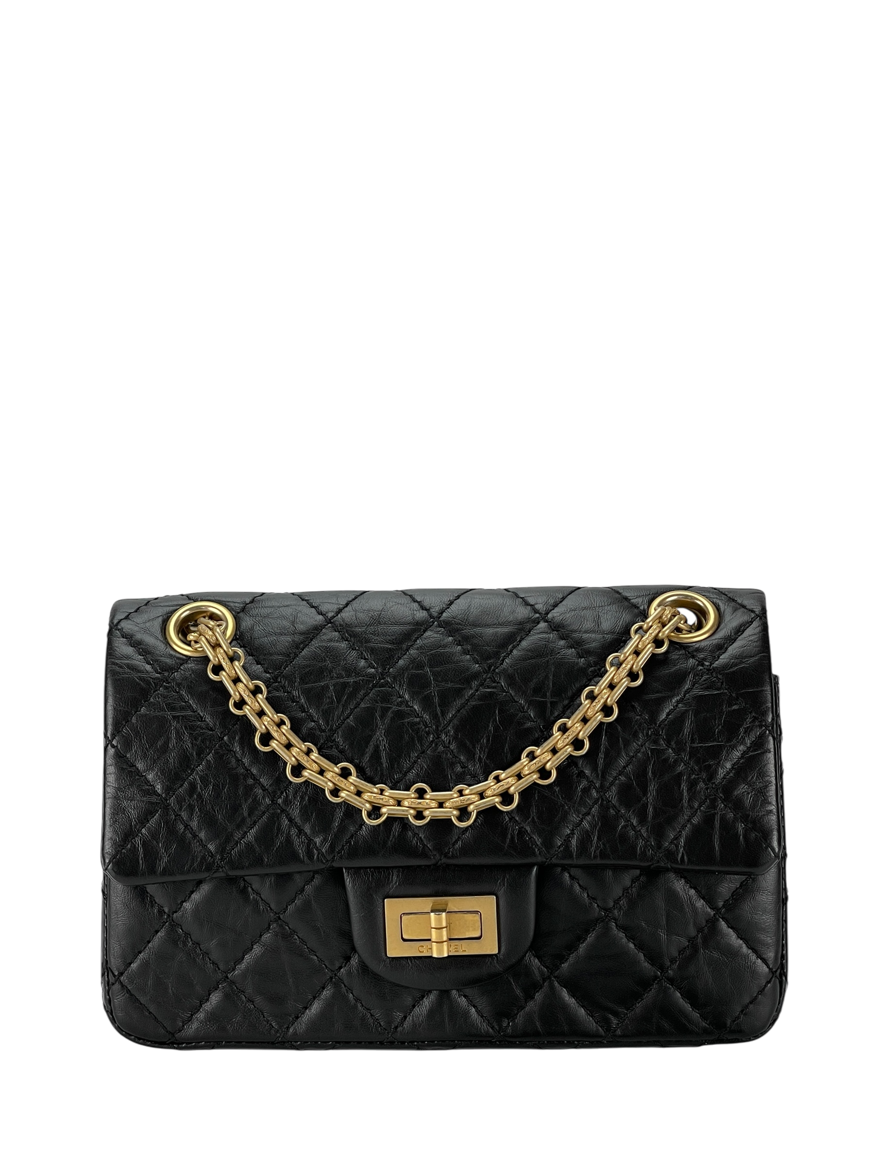 CHANEL -  2.55 Mini Flap Black Calfskin Gold Hardware