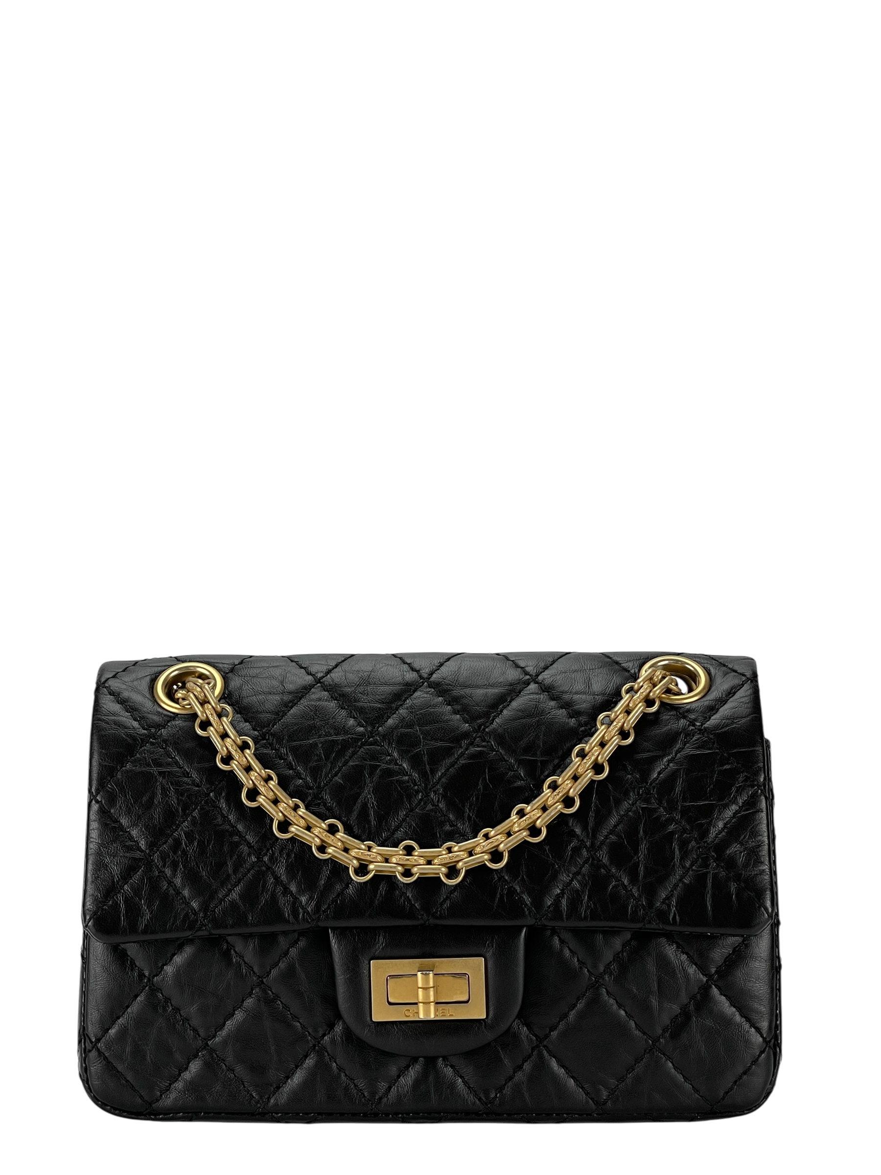CHANEL -  2.55 Mini Flap Black Calfskin Gold Hardware