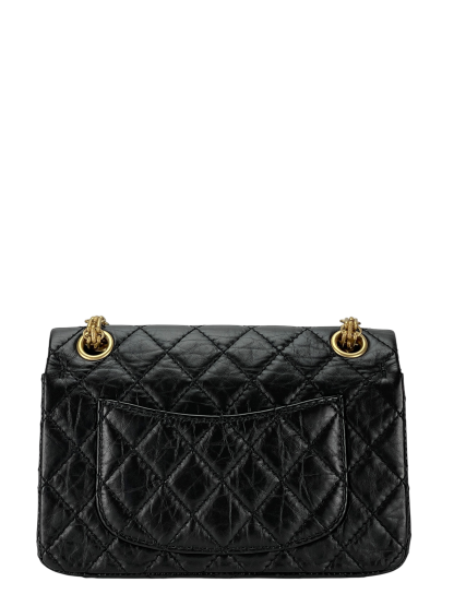 CHANEL -  2.55 Mini Flap Black Calfskin Gold Hardware