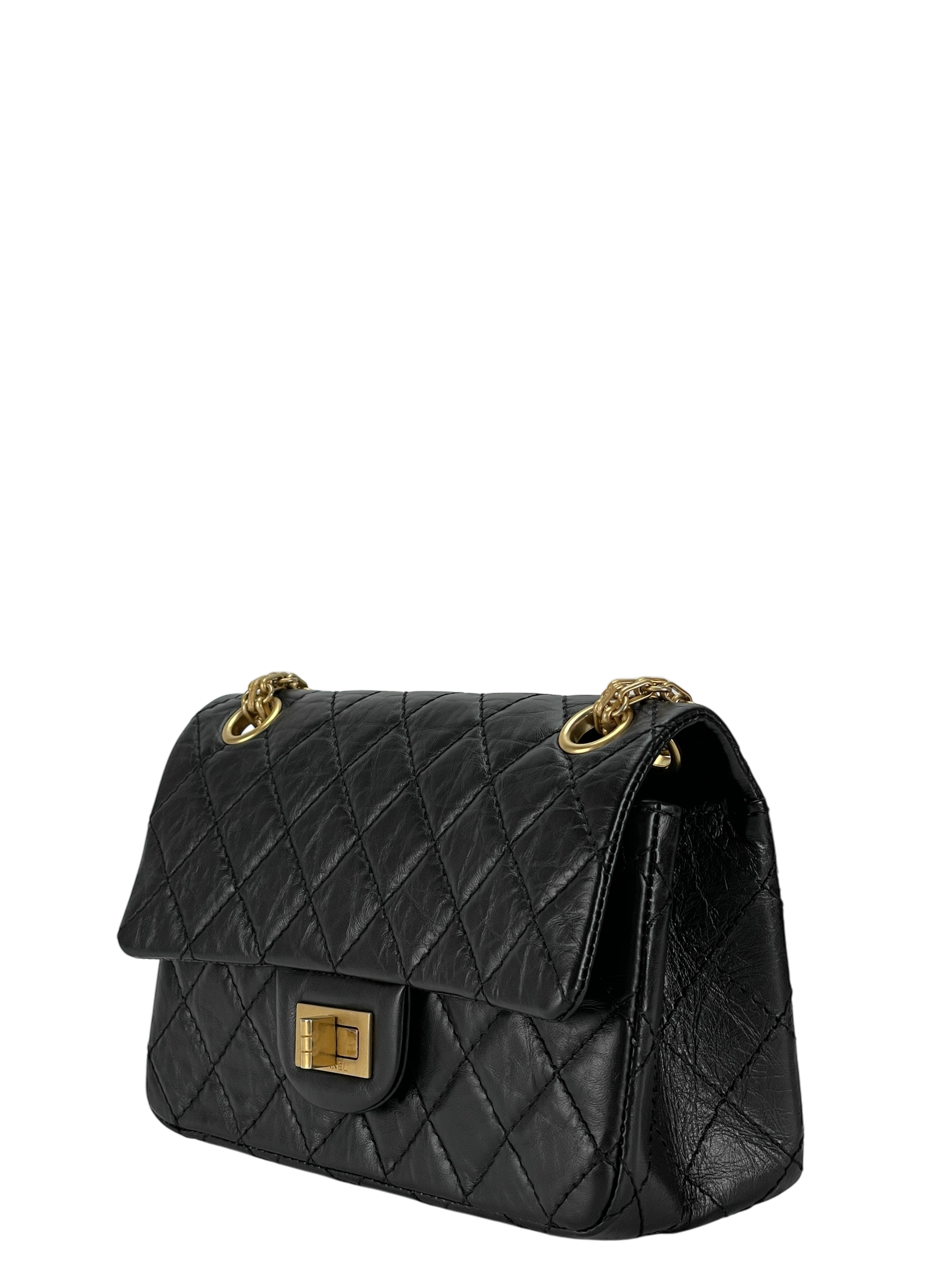 CHANEL - 2.55 Mini Flap Black Calfskin Gold Hardware