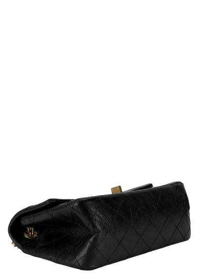 CHANEL -  2.55 Mini Flap Black Calfskin Gold Hardware