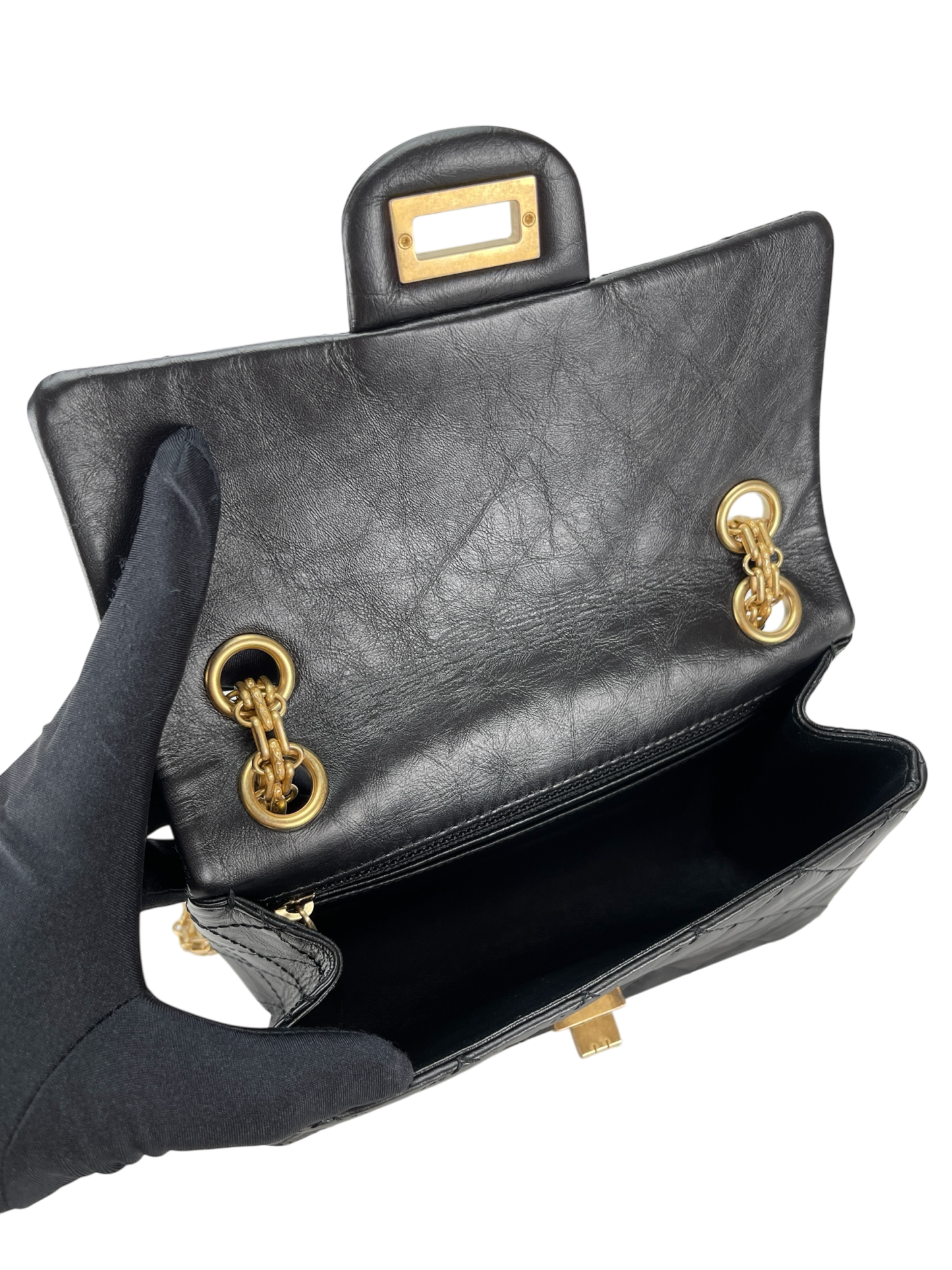 CHANEL - 2.55 Mini Flap Black Calfskin Gold Hardware