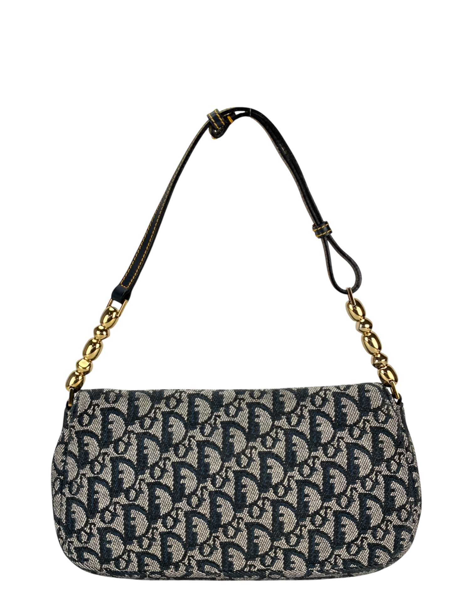 CHRISTIAN DIOR - Navy Trotter Maris Pearl Canvas Leather shoulder bag
