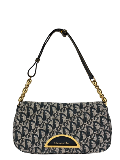 CHRISTIAN DIOR - Navy Trotter Maris Pearl Canvas Leather shoulder bag 