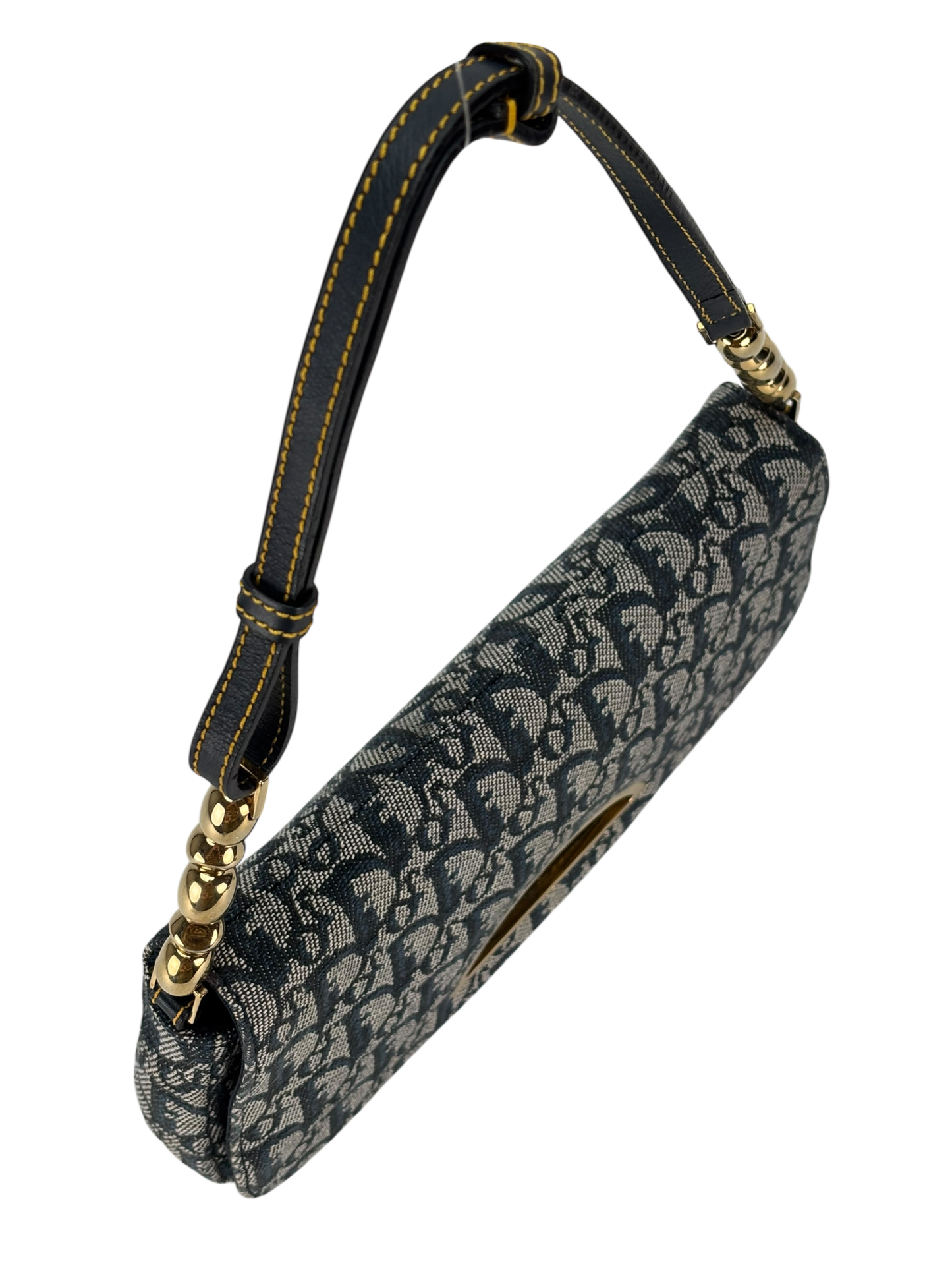 CHRISTIAN DIOR - Navy Trotter Maris Pearl Canvas Leather shoulder bag