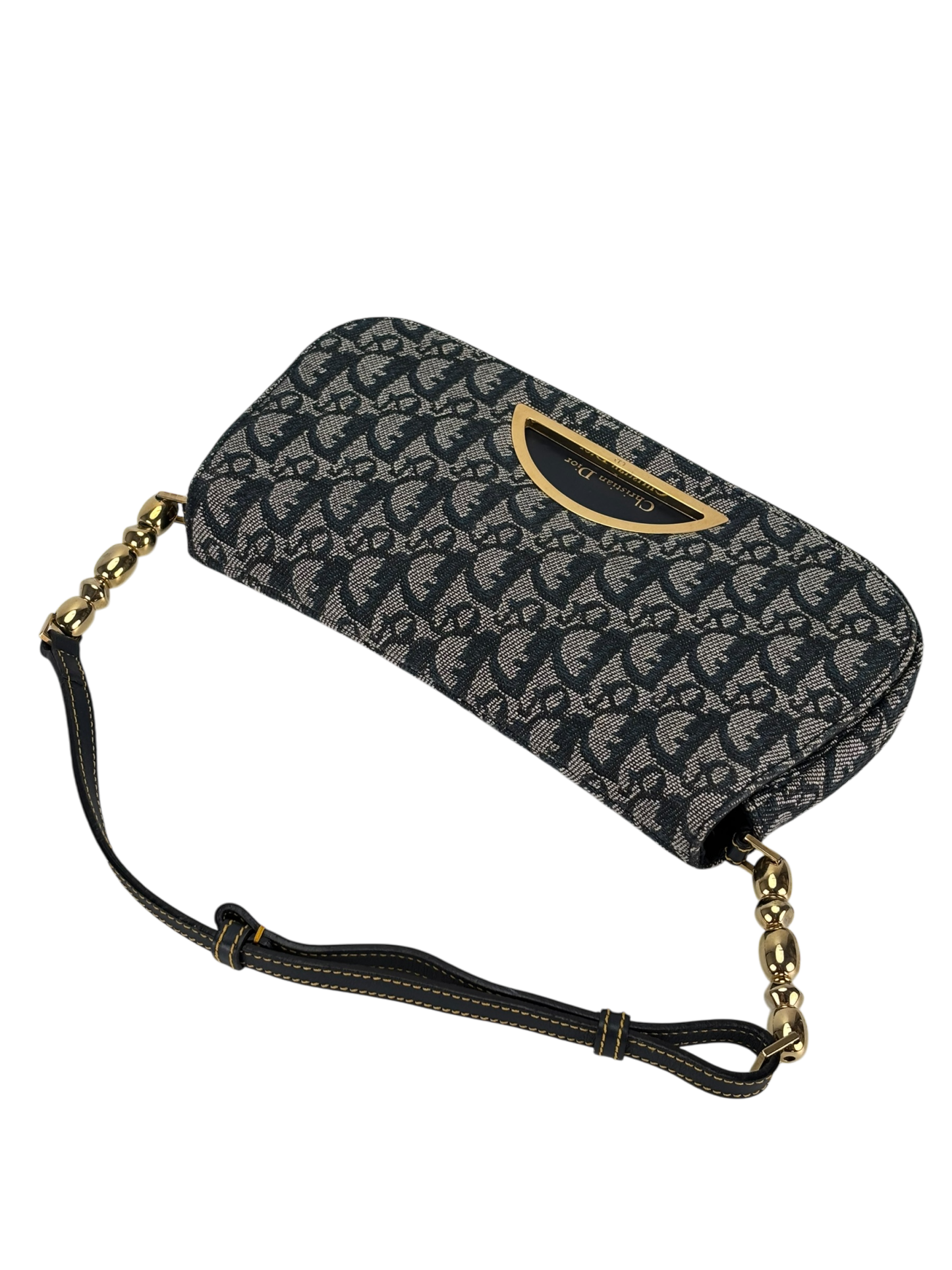 CHRISTIAN DIOR - Navy Trotter Maris Pearl Canvas Leather shoulder bag