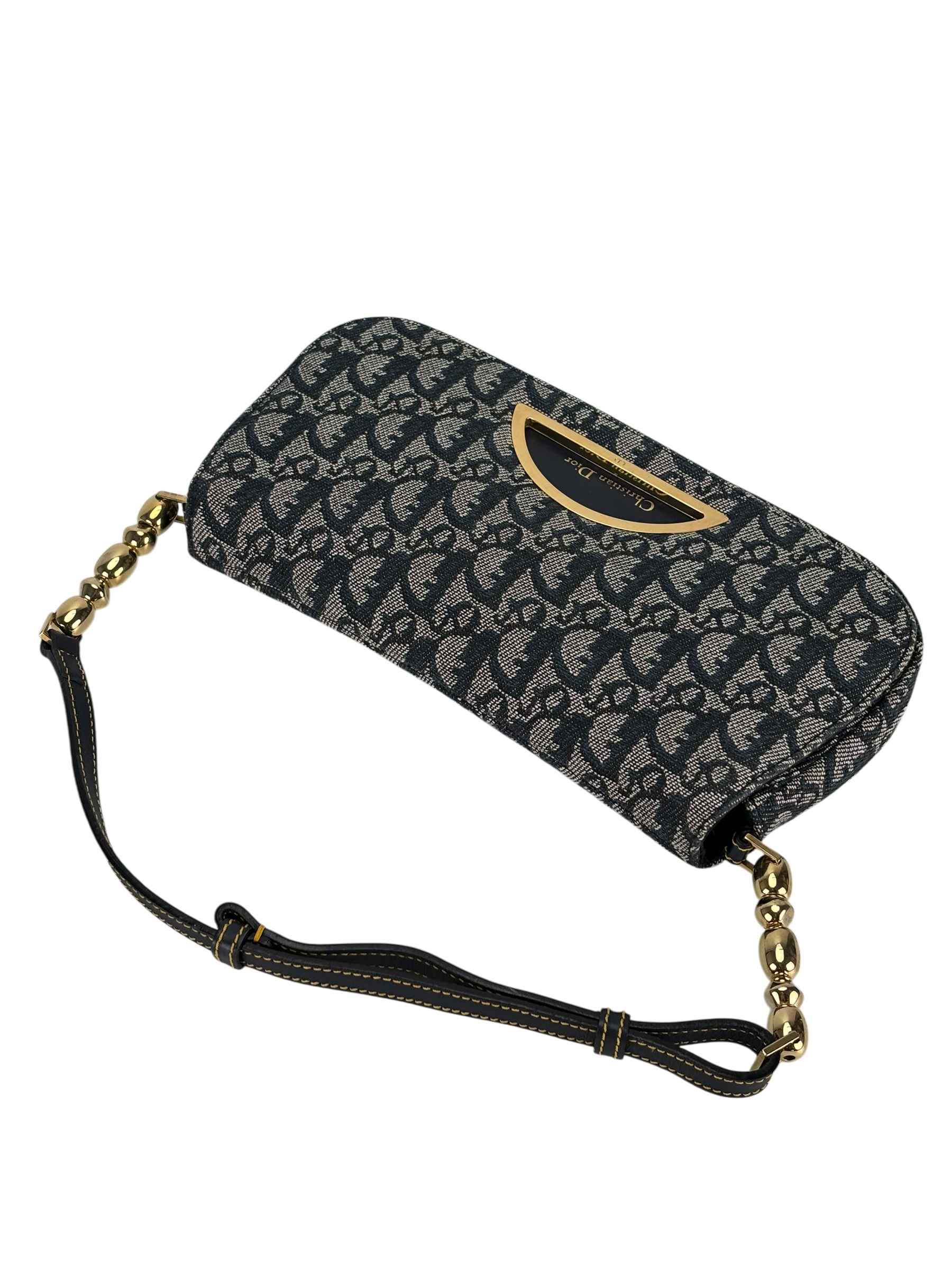 CHRISTIAN DIOR - Navy Trotter Maris Pearl Canvas Leather shoulder bag