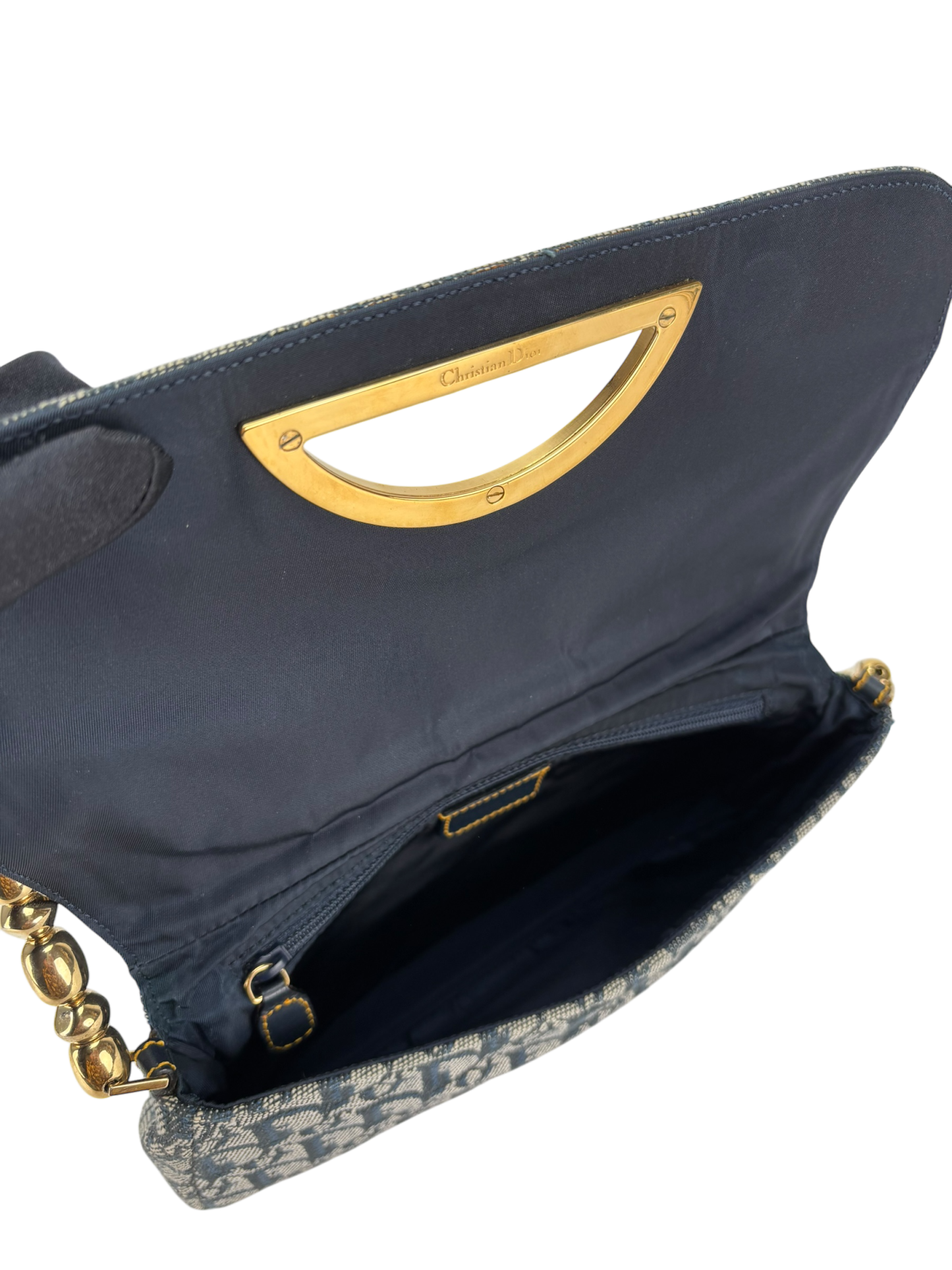CHRISTIAN DIOR - Navy Trotter Maris Pearl Canvas Leather shoulder bag