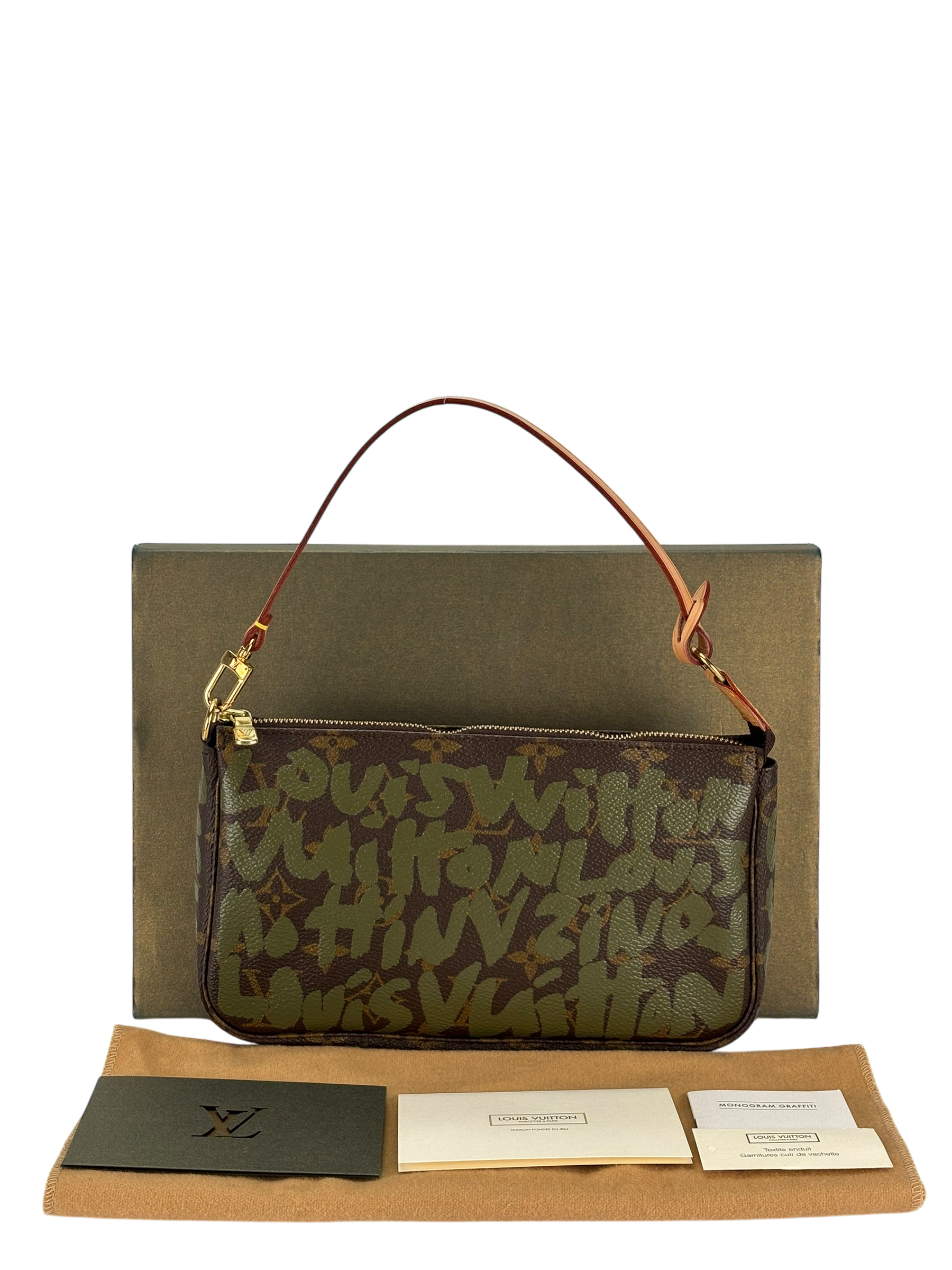 LOUIS VUITTON - Green Stephen Sprouse 2001 Pochette Accessoires Clutch Bag