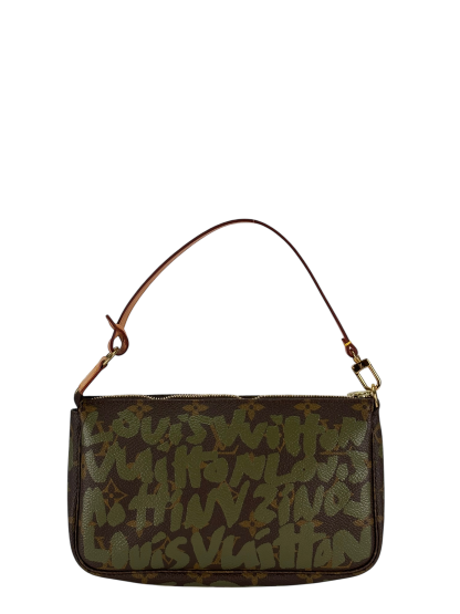 LOUIS VUITTON - Green Stephen Sprouse 2001 Pochette Accessoires Clutch Bag