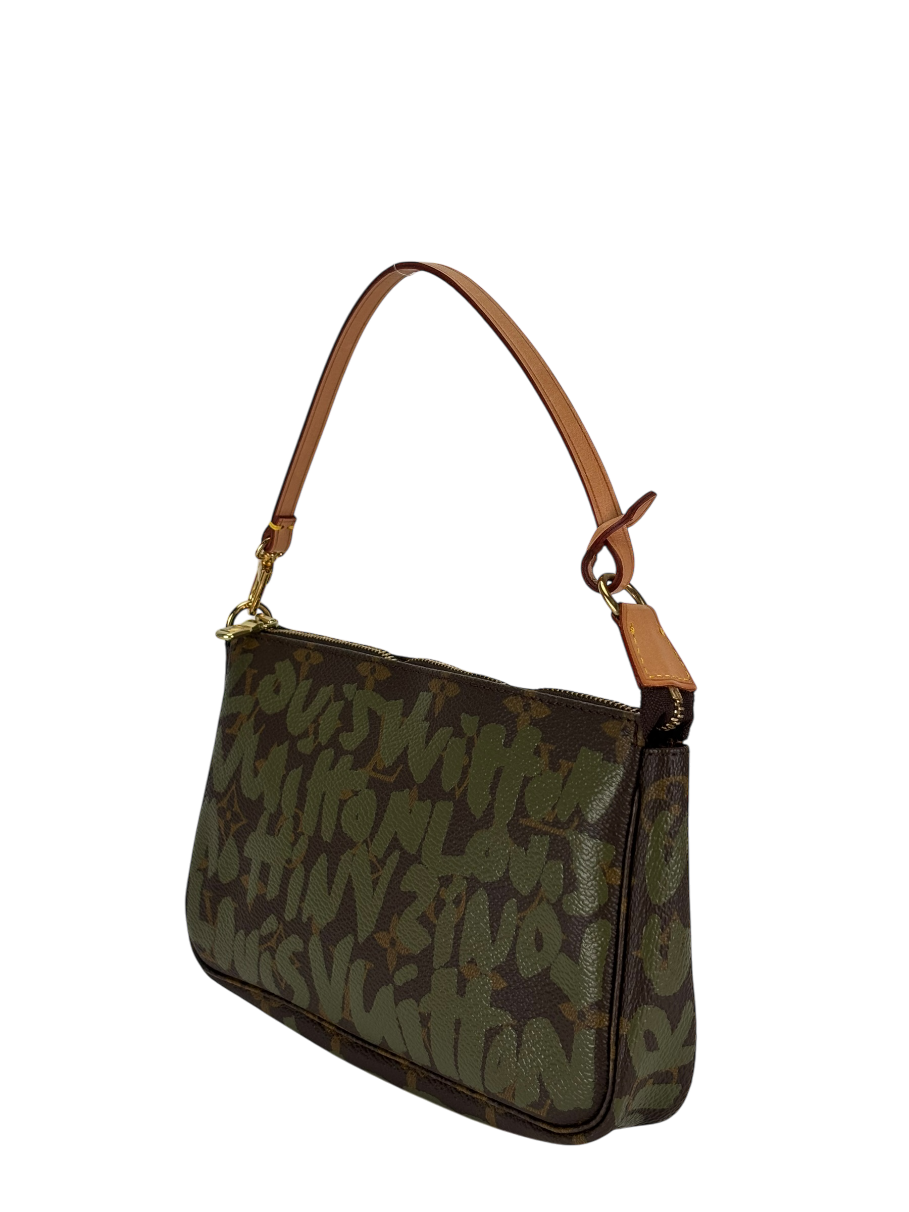 LOUIS VUITTON - Green Stephen Sprouse 2001 Pochette Accessoires Clutch Bag