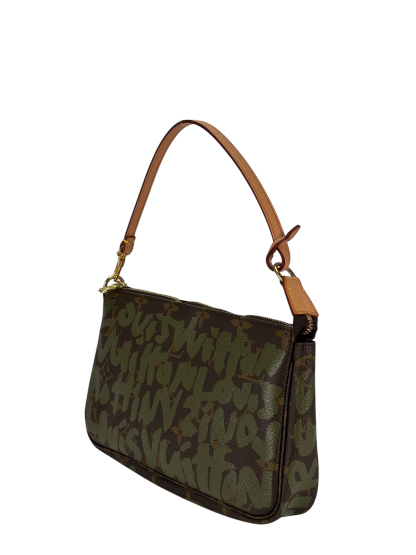 LOUIS VUITTON - Green Stephen Sprouse 2001 Pochette Accessoires Clutch Bag
