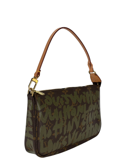 LOUIS VUITTON - Green Stephen Sprouse 2001 Pochette Accessoires Clutch Bag
