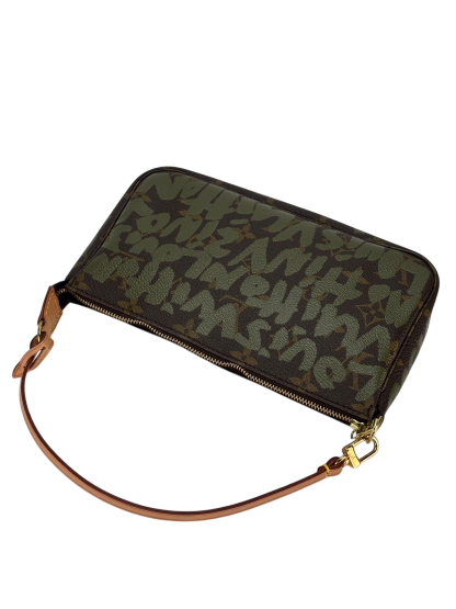 LOUIS VUITTON - Green Stephen Sprouse 2001 Pochette Accessoires Clutch Bag