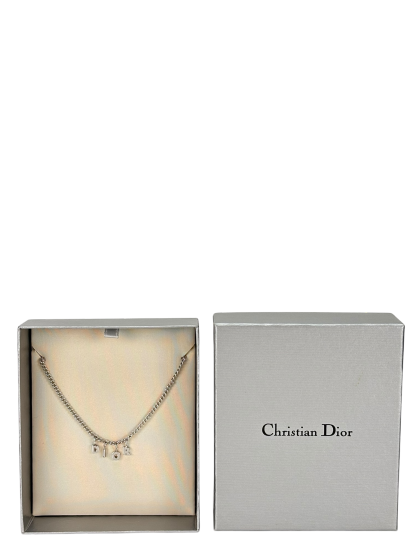 CHRISTIAN DIOR - Sliver Dior logo Necklace 