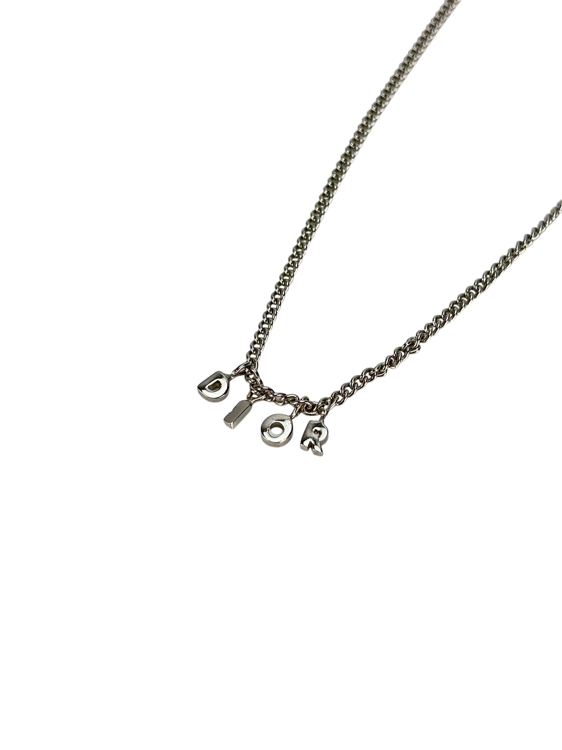 CHRISTIAN DIOR - Sliver Dior logo Necklace 