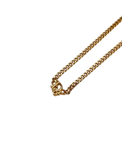 CHRISTIAN DIOR - Gold dior logo Necklace 