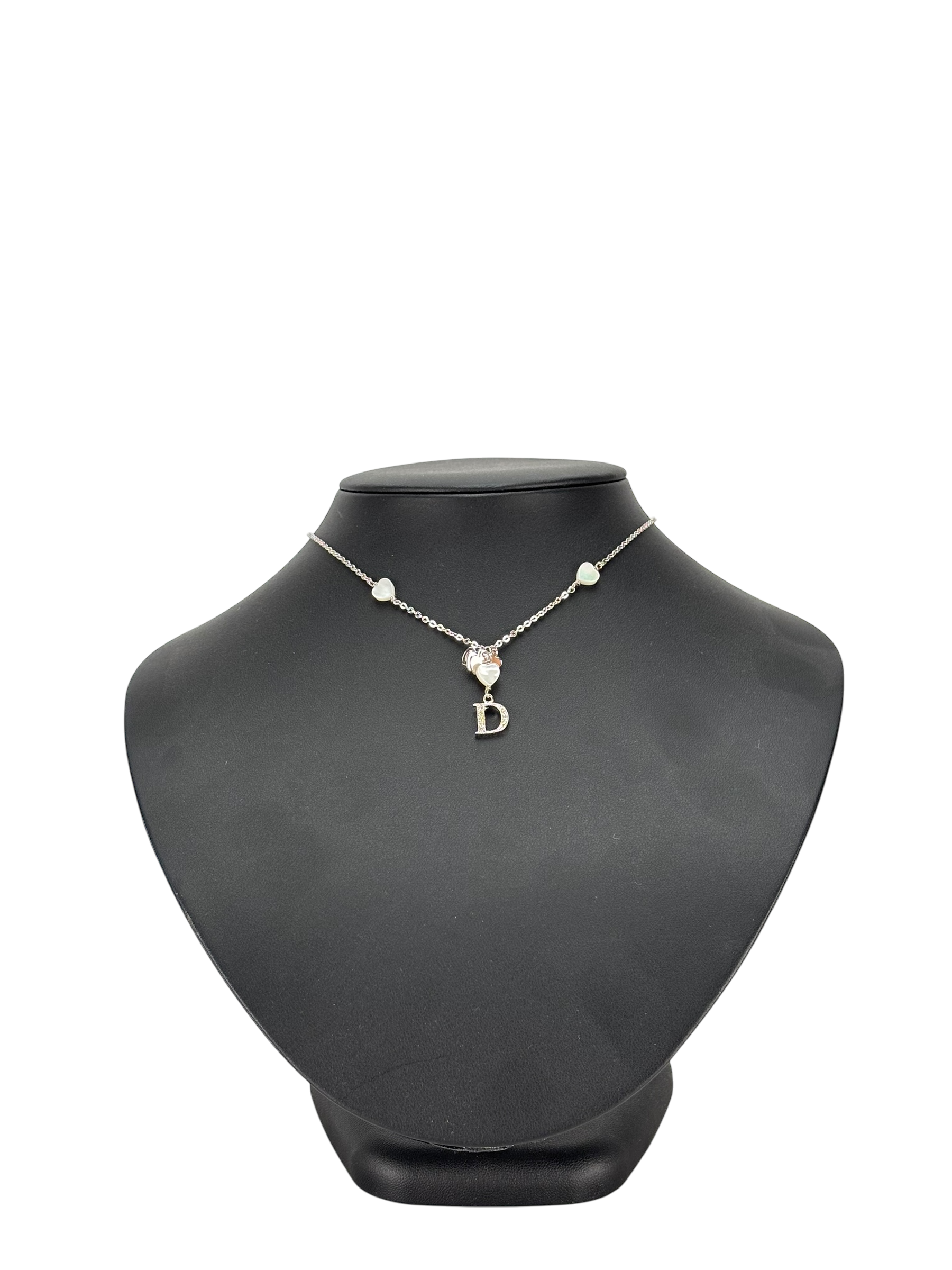 CHRISTIAN DIOR - Silver Heart D logo Necklace 