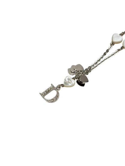 CHRISTIAN DIOR - Silver Heart D logo Necklace 