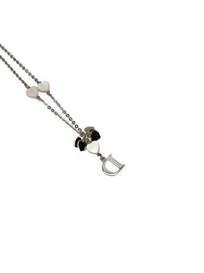 CHRISTIAN DIOR - Silver Heart D logo Necklace 