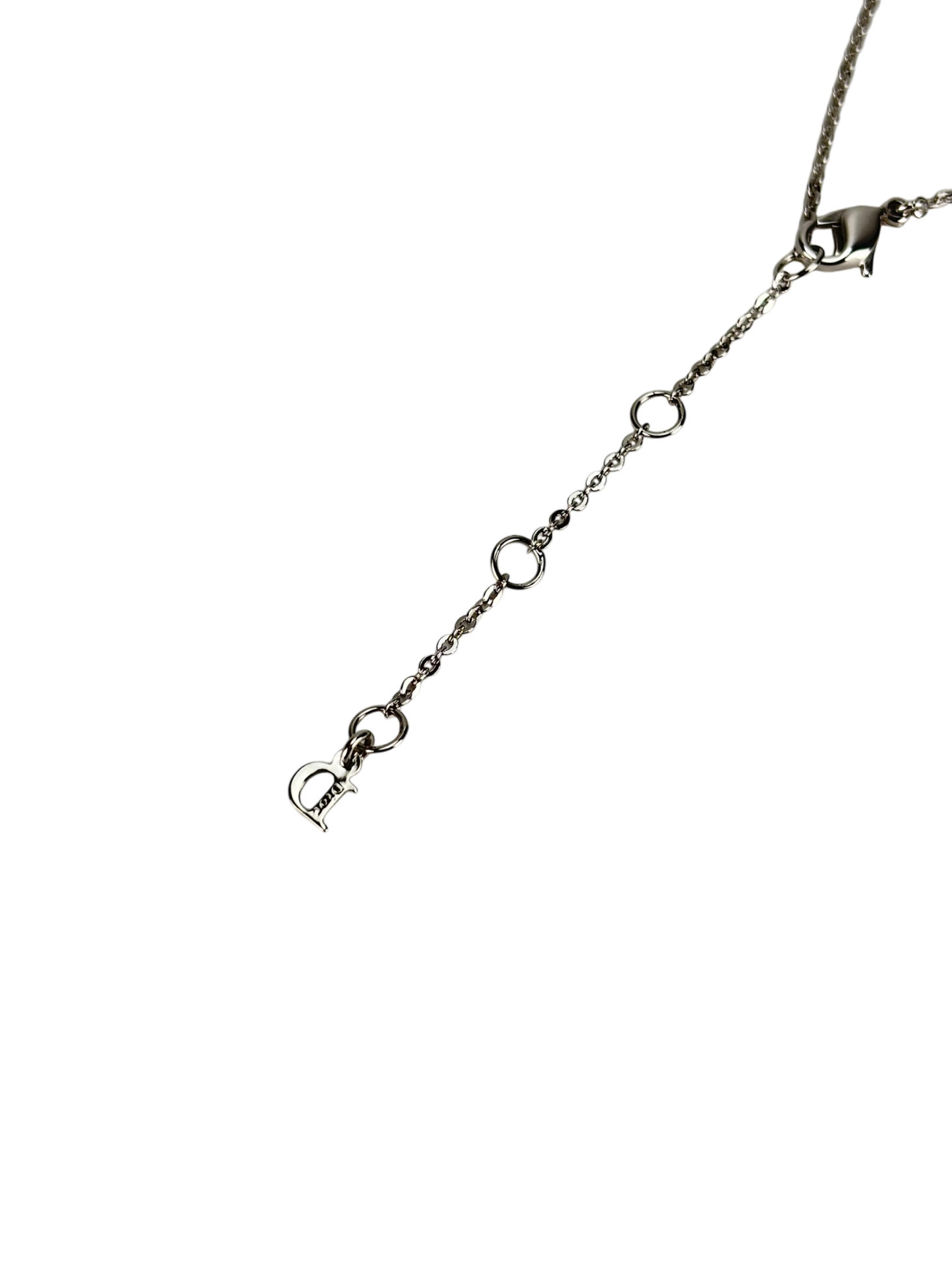 CHRISTIAN DIOR - Silver Heart D logo Necklace 