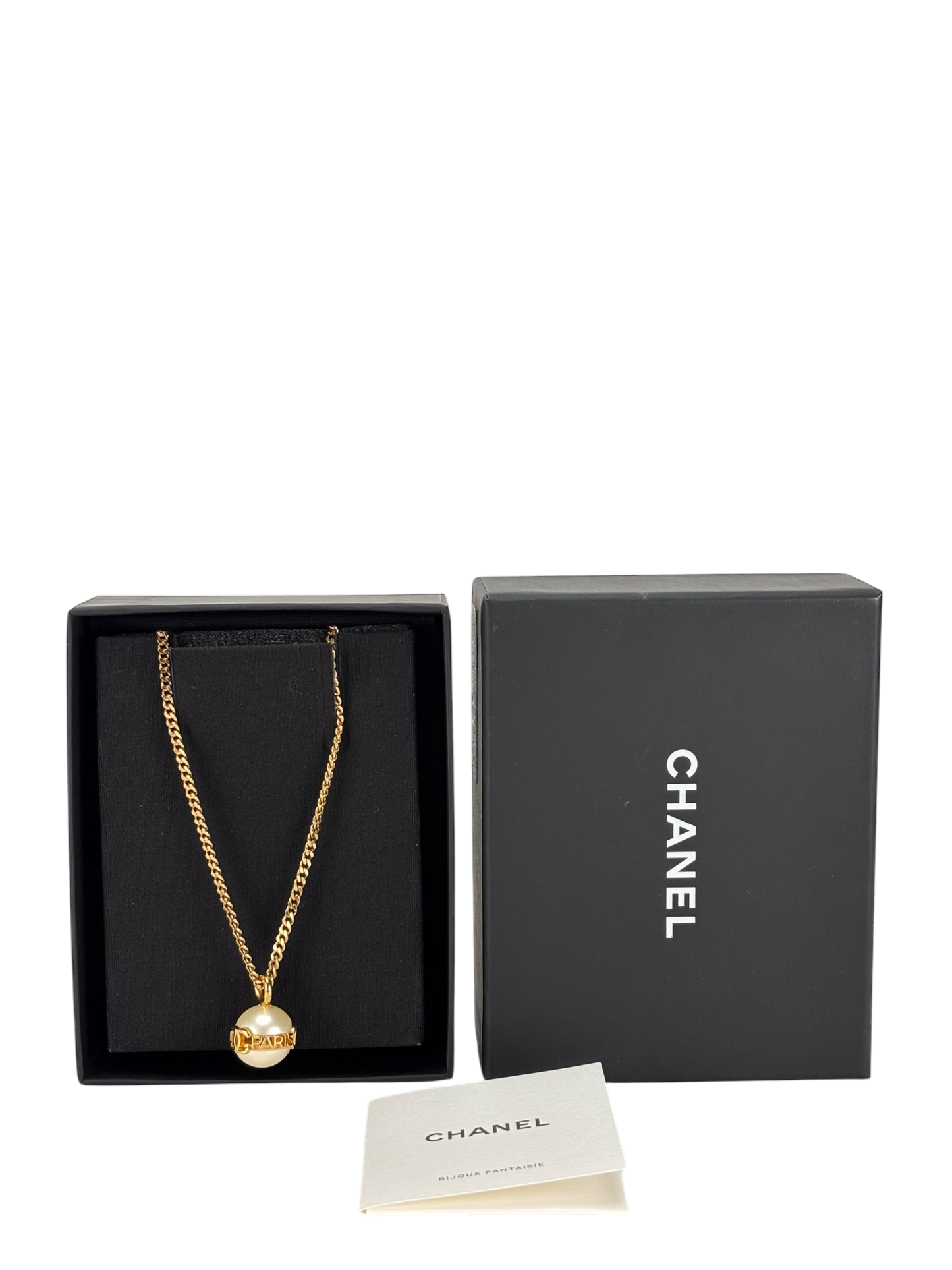 CHANEL - 23K Chain Coco Mark Pearl Logo Necklace