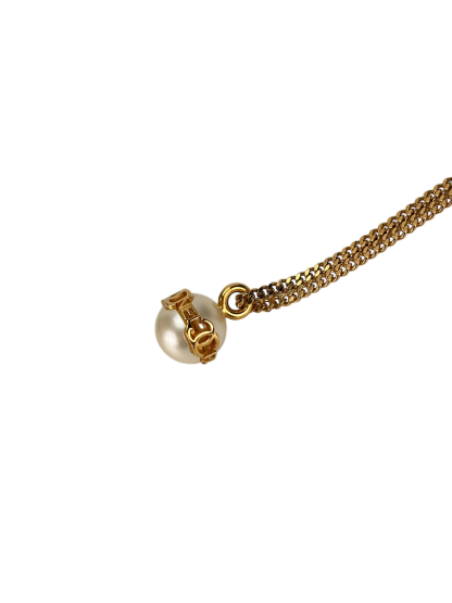 CHANEL - 23K Chain Coco Mark Pearl Logo Necklace