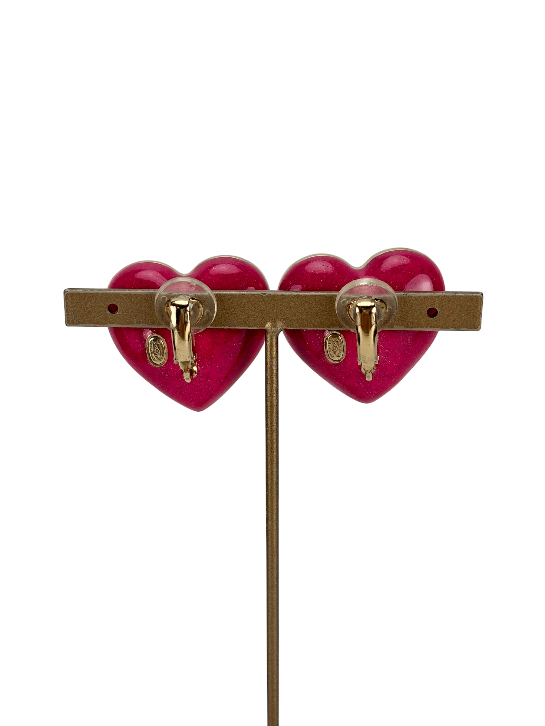 CHANEL - 23P Heart CC Mark Pink Rhinestone Earrings