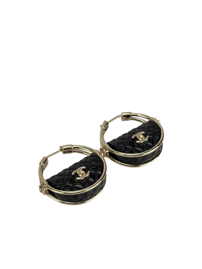 CHANEL - 23C Flap Bag Costume Charm Hoop Earrings 
