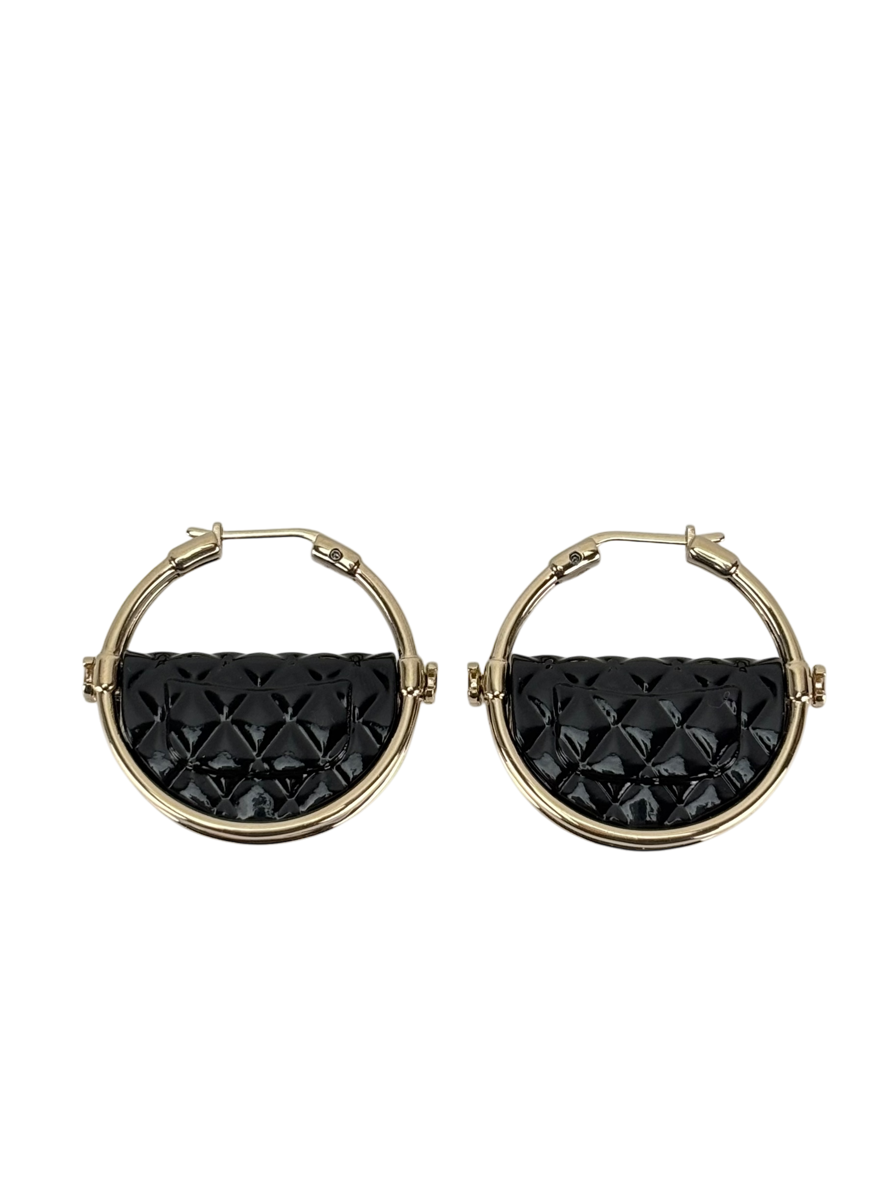 CHANEL - 23C Flap Bag Costume Charm Hoop Earrings 