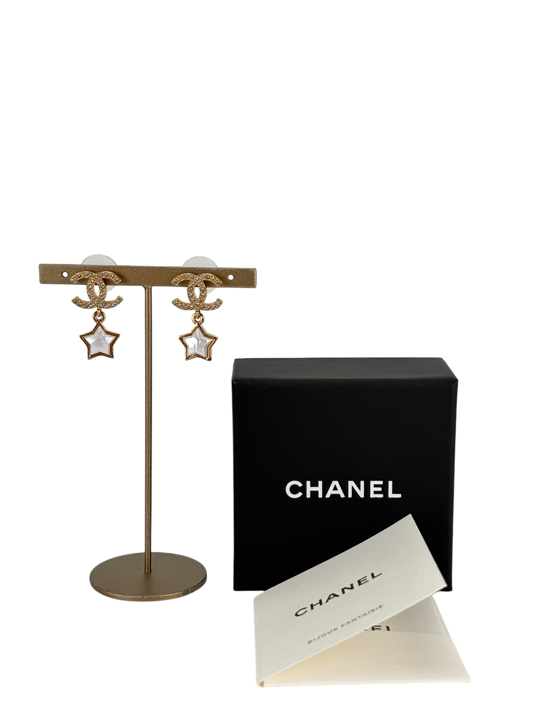 CHANEL - 24C Coco Mark ​​Star Bijou Gold Hardware Earrings 
