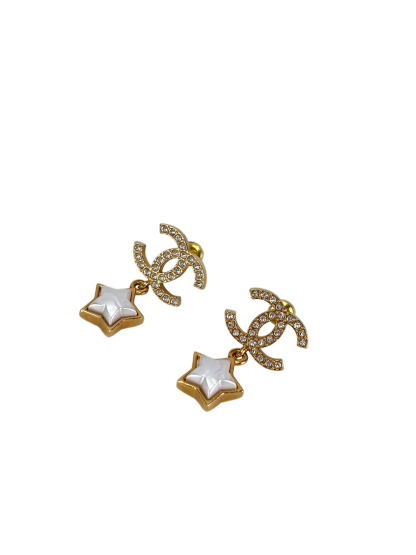 CHANEL - 24C Coco Mark ​​Star Bijou Gold Hardware Earrings 