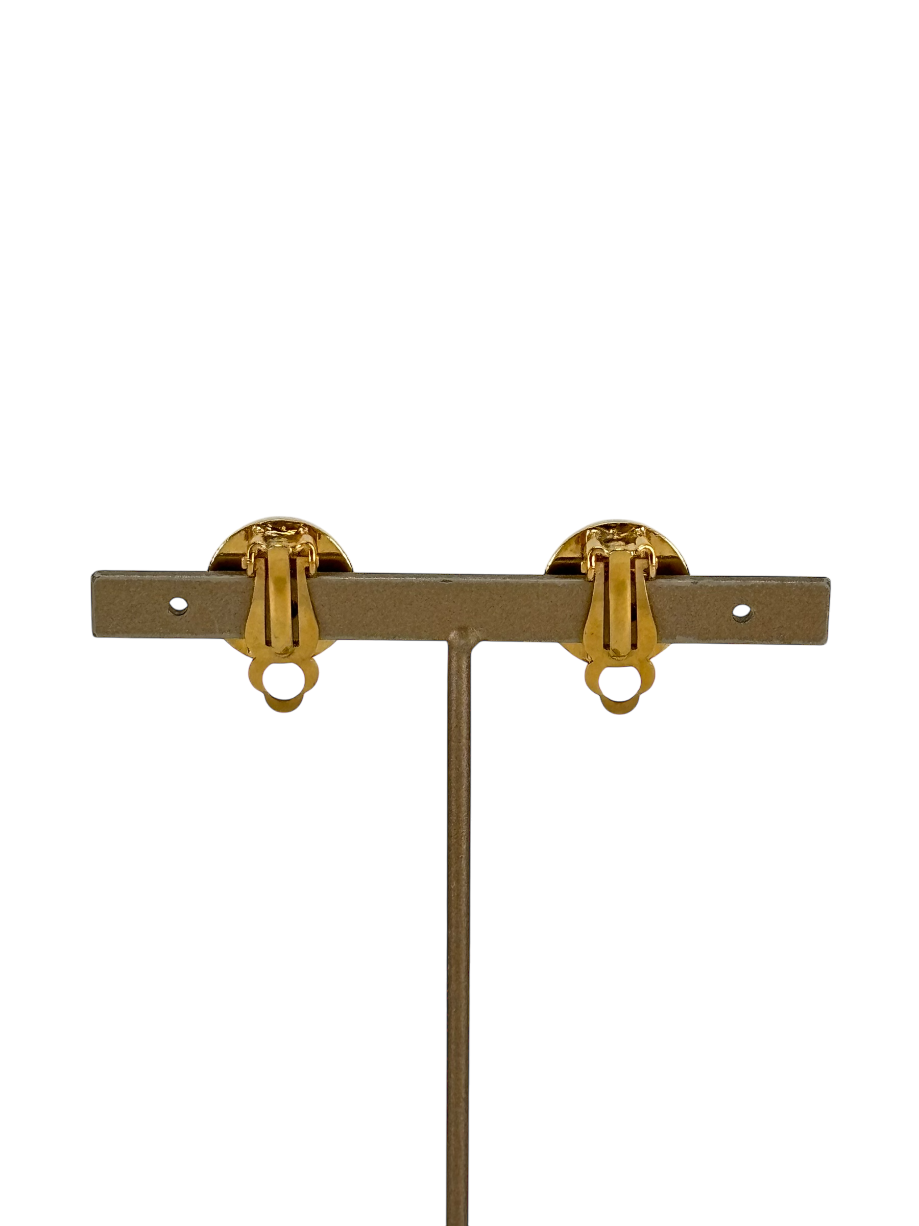 CHANEL - Coco Mark Round Mini Turn Lock Earrings Gold Silver