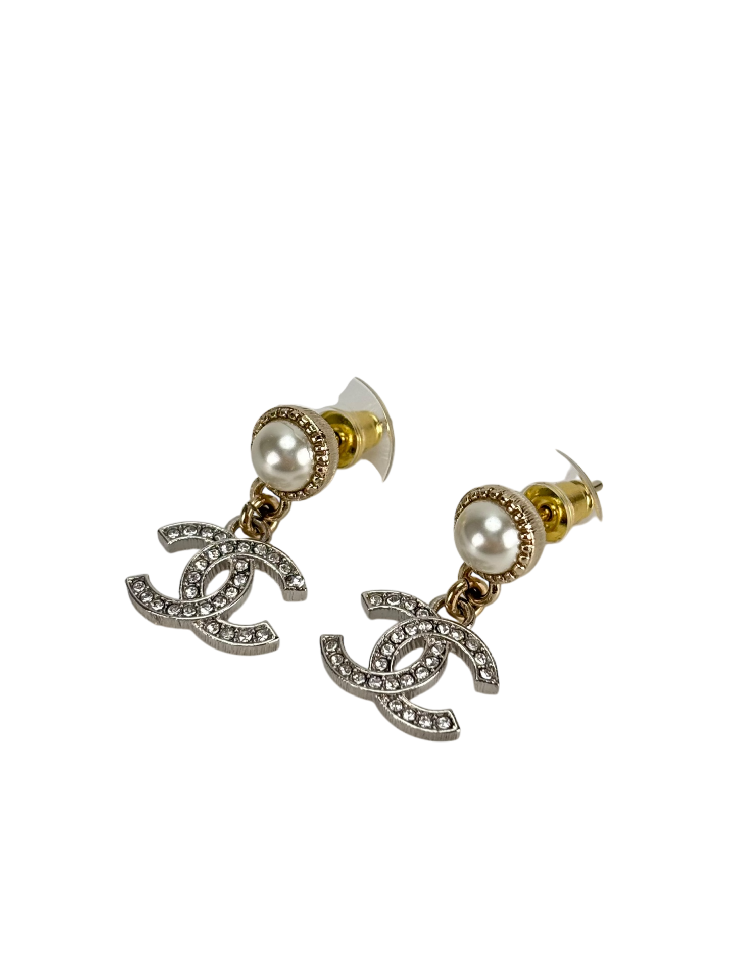 CHANEL - 24K Coco Mark CC Mark Pearl Crystal Earrings ABE547 B18381