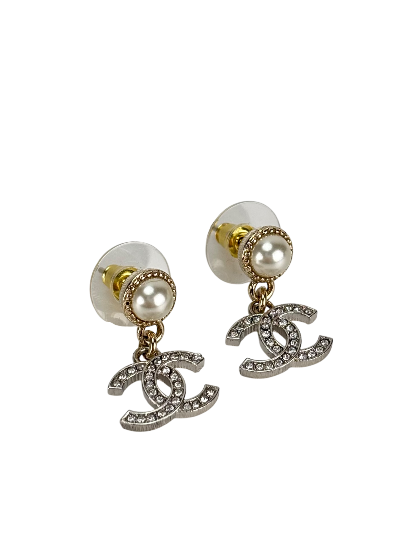 CHANEL - 24K Coco Mark CC Mark Pearl Crystal Earrings ABE547 B18381