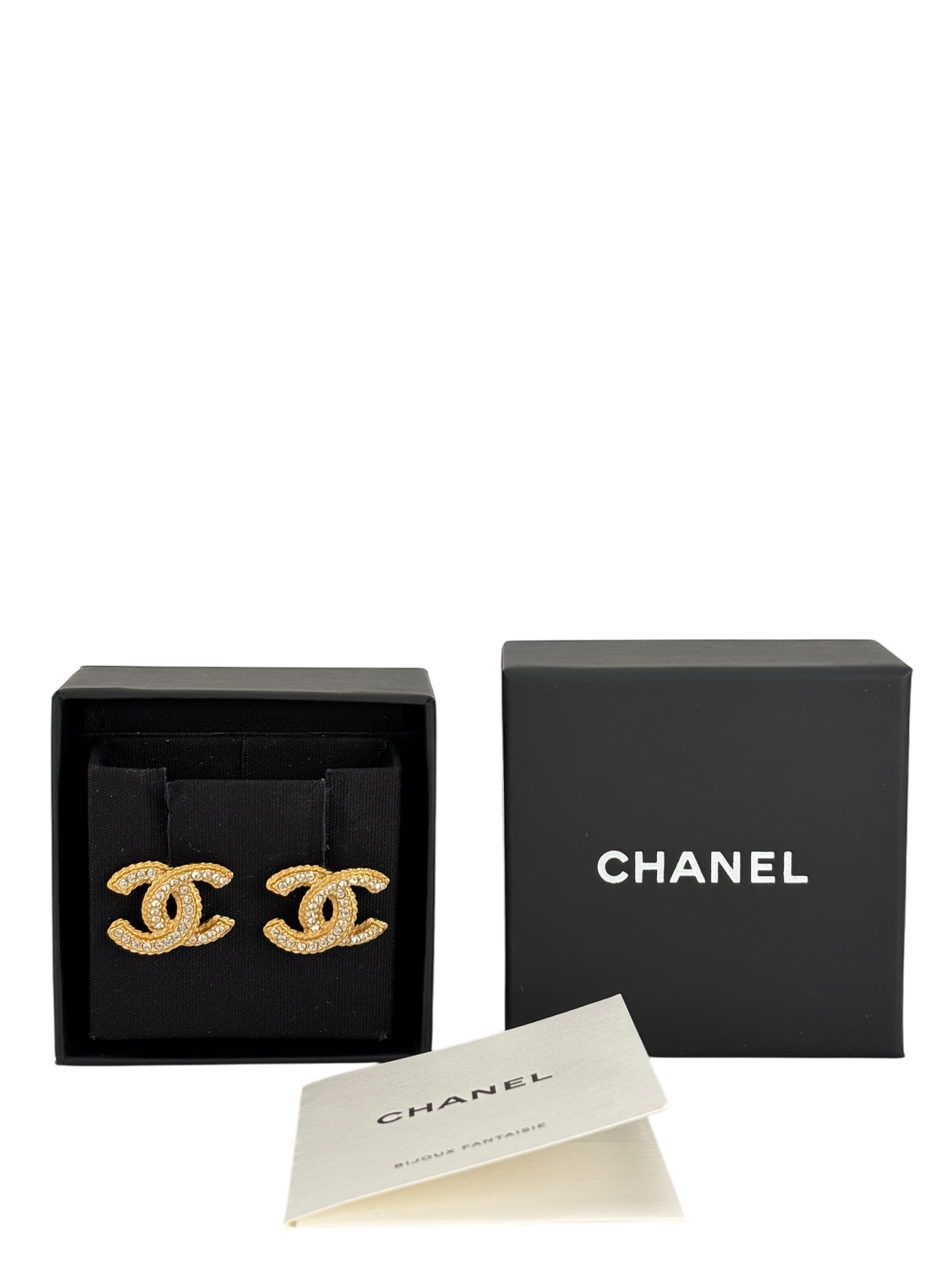 CHANEL - 20P Gold CC Logo Crystal Earrings