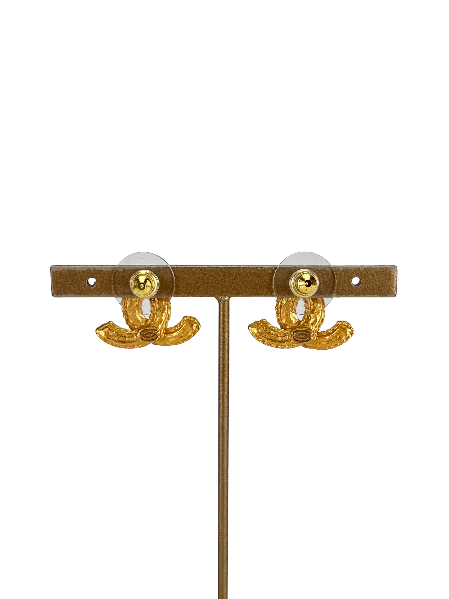 CHANEL - 20P Gold CC Logo Crystal Earrings
