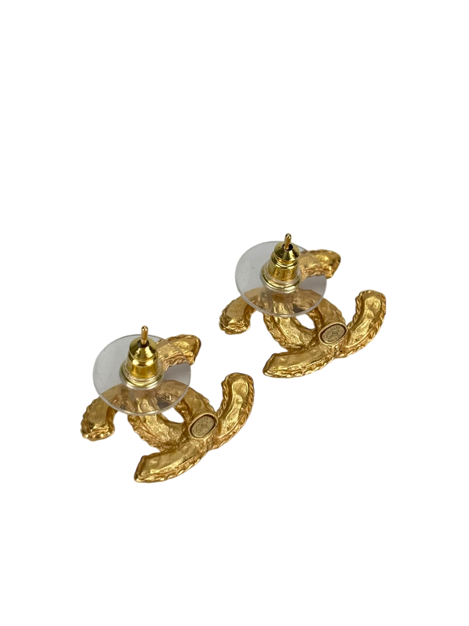 CHANEL - 20P Gold CC Logo Crystal Earrings