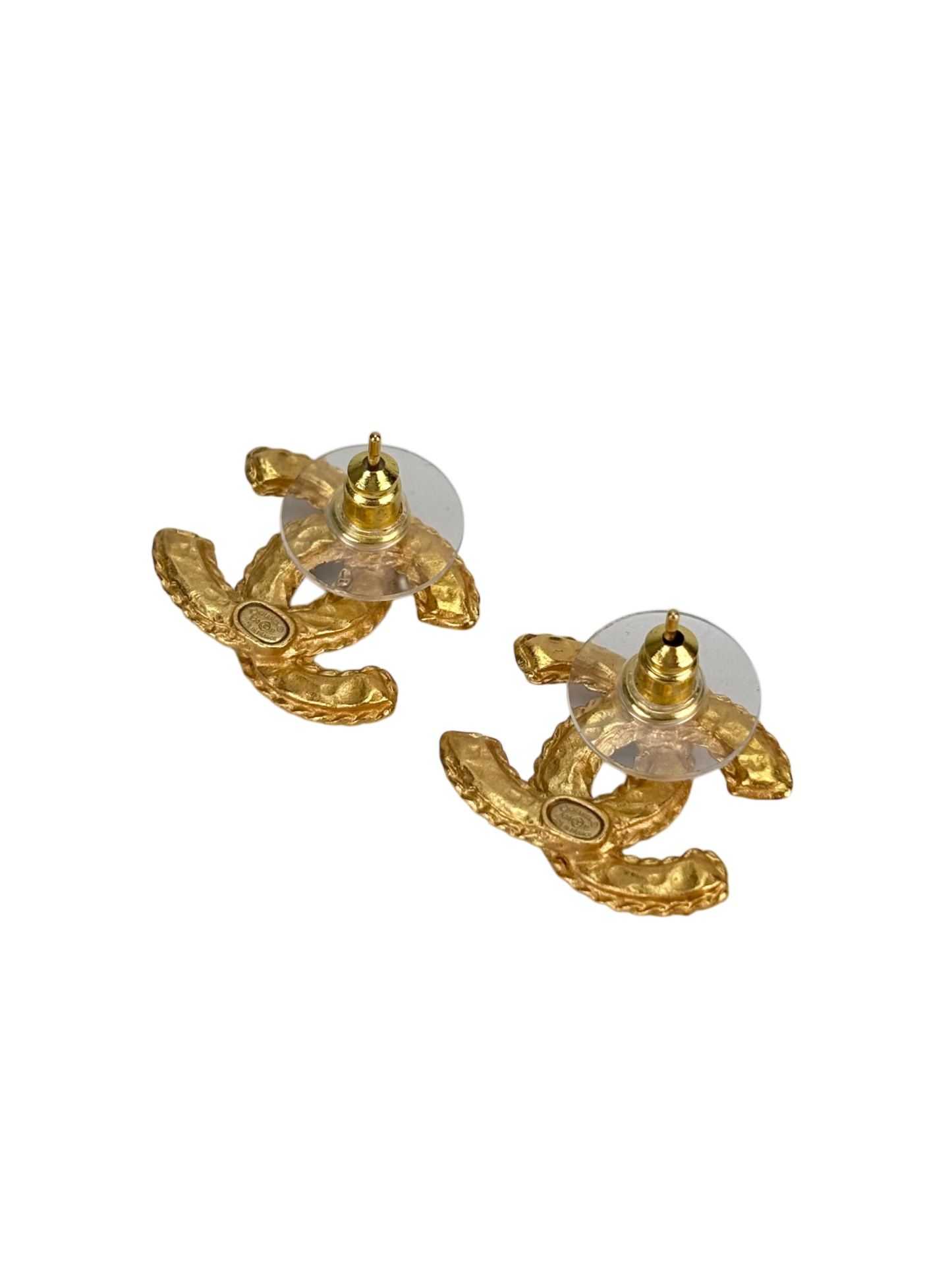 CHANEL - 20P Gold CC Logo Crystal Earrings