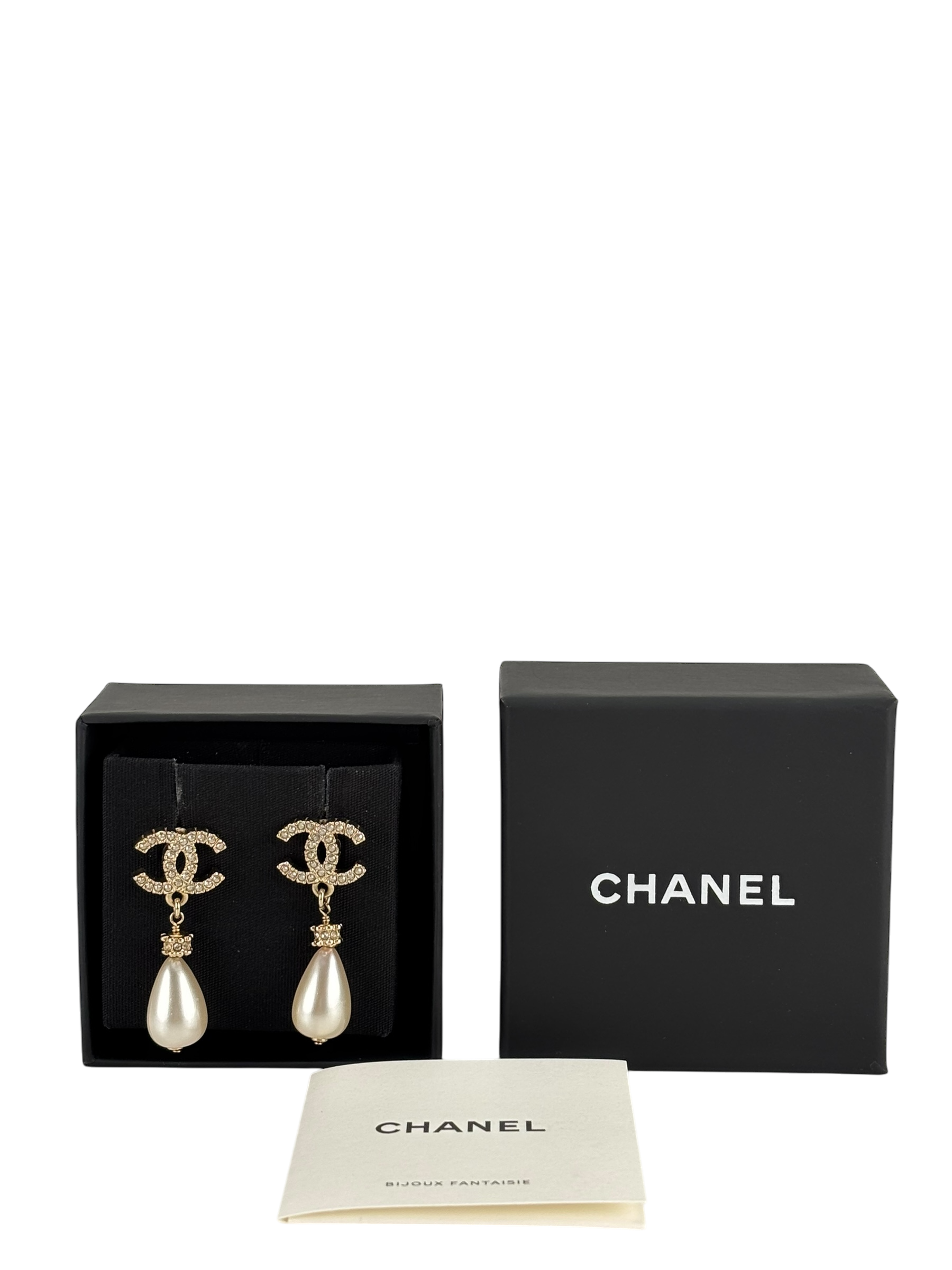 CHANEL - 24A Gold Coco Mark Pearl Earrings 