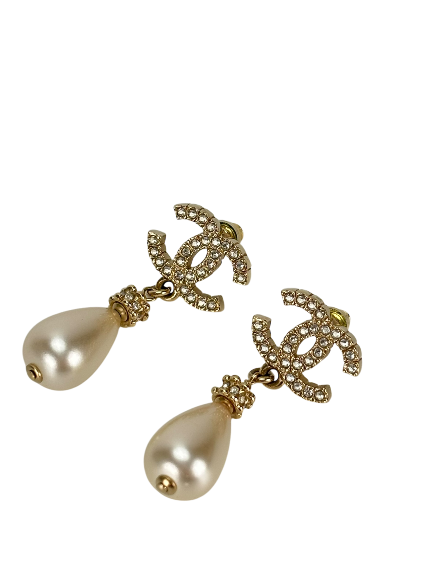 CHANEL - 24A Gold Coco Mark Pearl Earrings