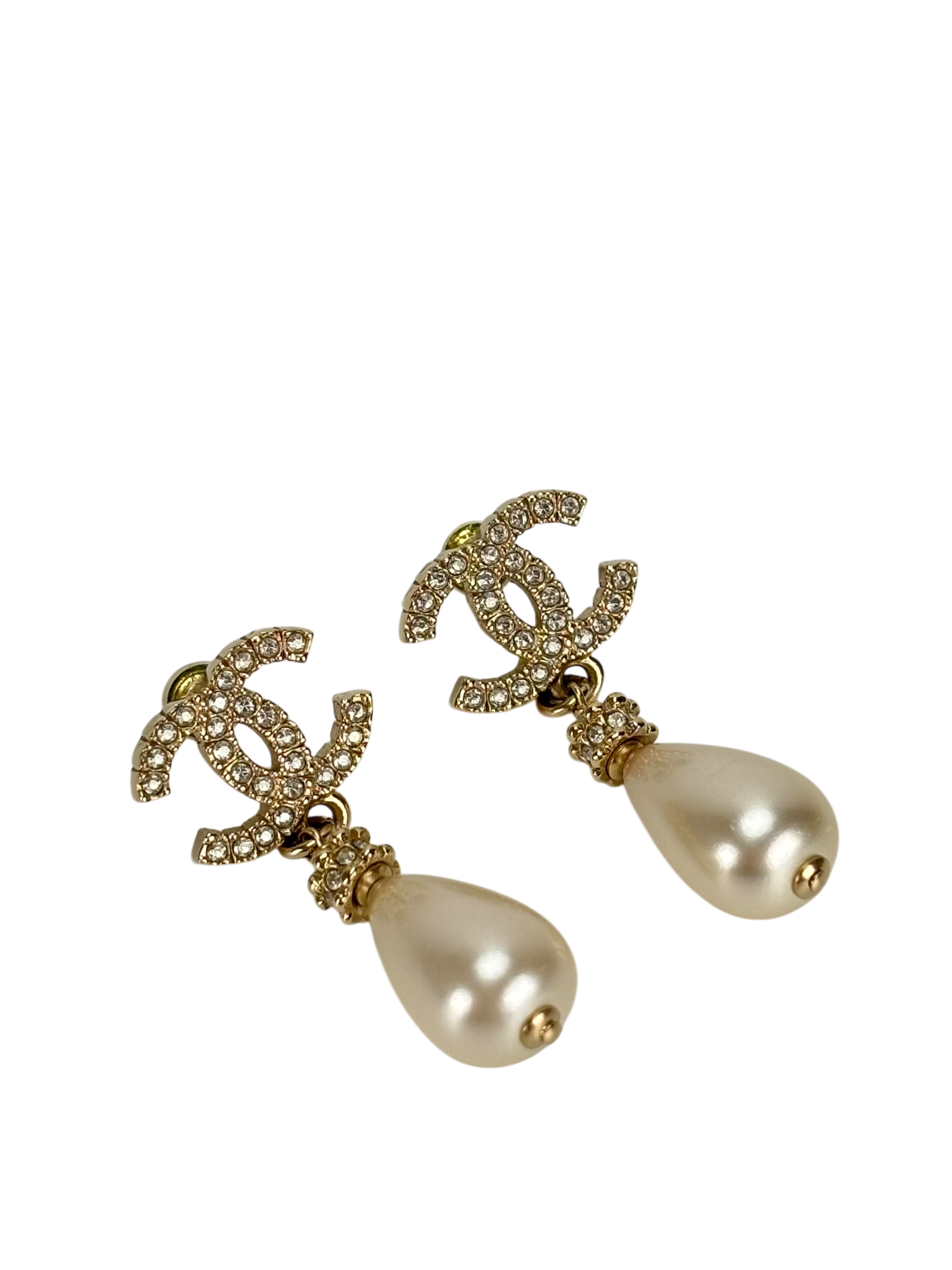 CHANEL - 24A Gold Coco Mark Pearl Earrings 