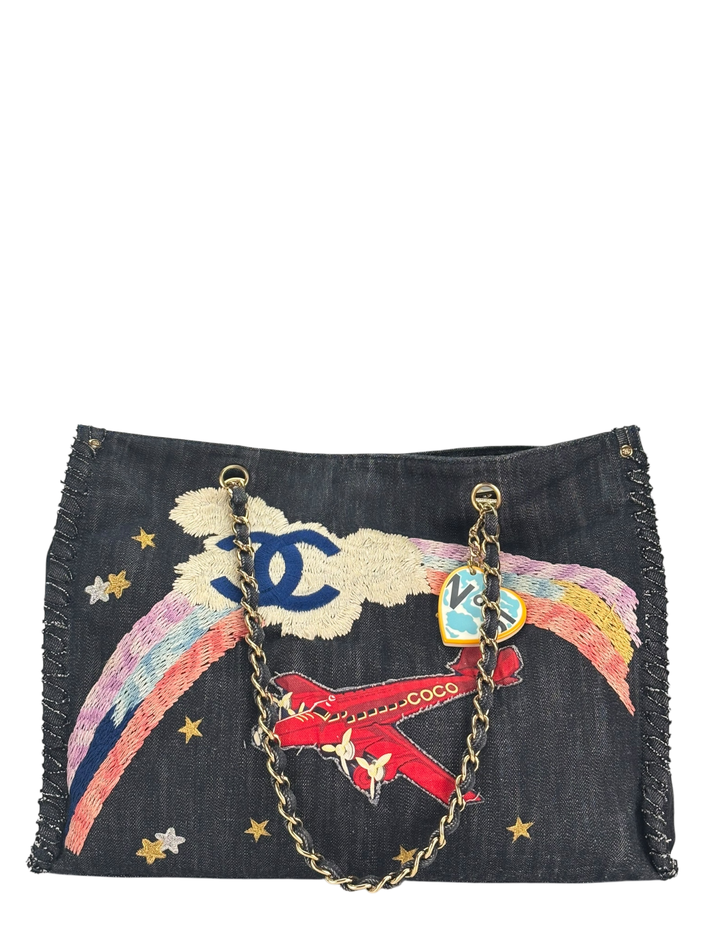 CHANEL - Night Flight Denim Chain Tote Bag