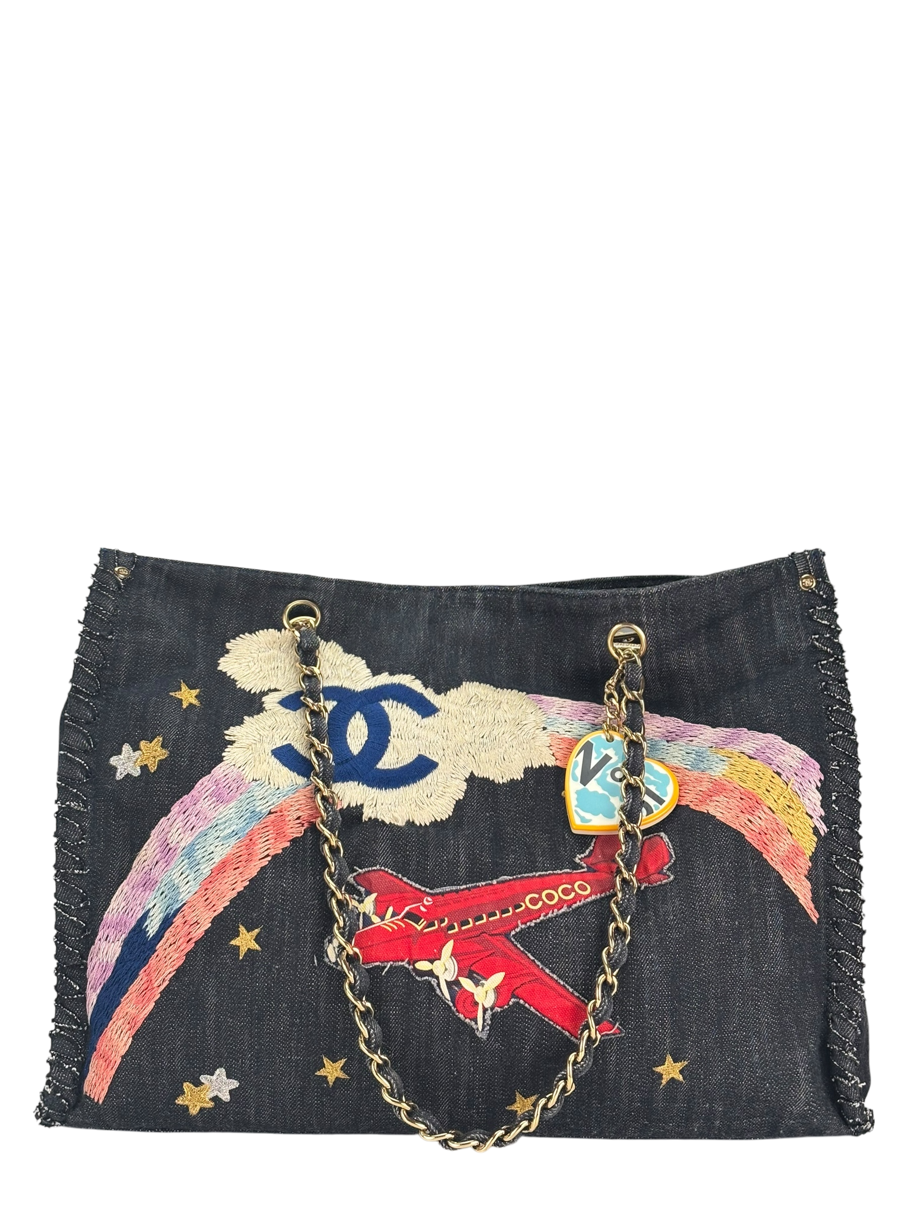 CHANEL - Night Flight Denim Chain Tote Bag