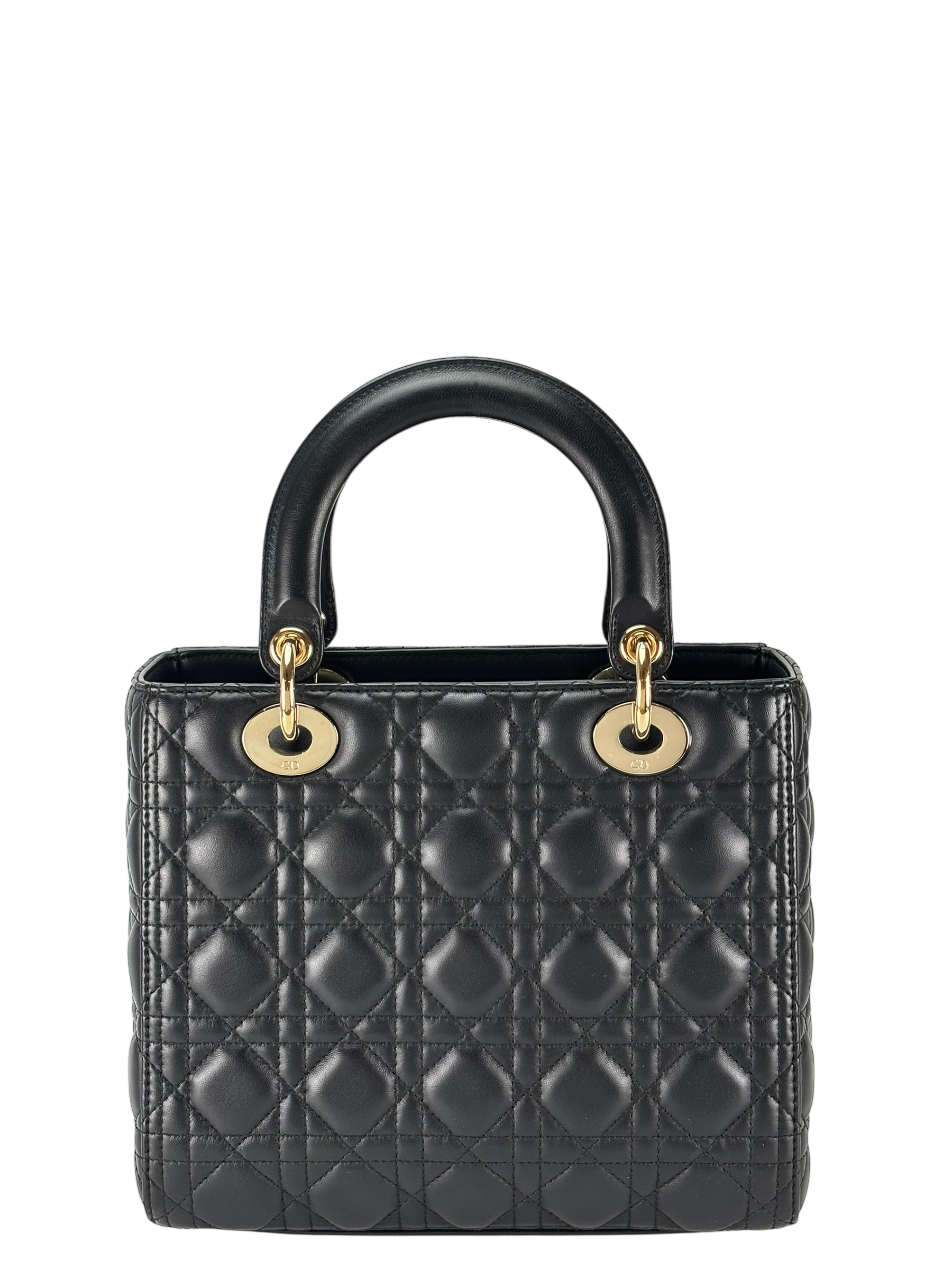 CHRISTIAN DIOR - Black Lambskin Lady Dior Handbag