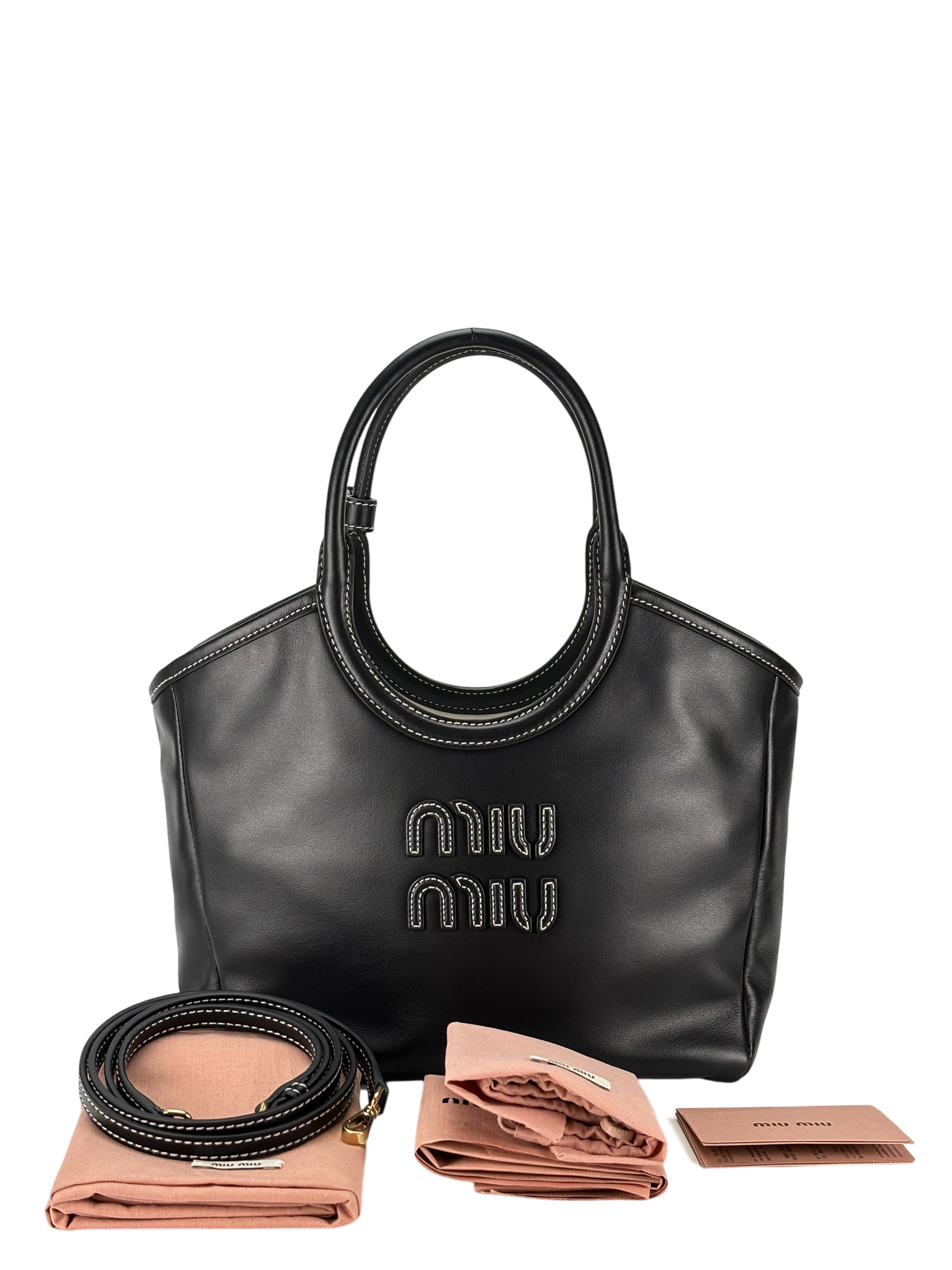 MIUMIU - Black IVY leather bag Gold-tone hardware
