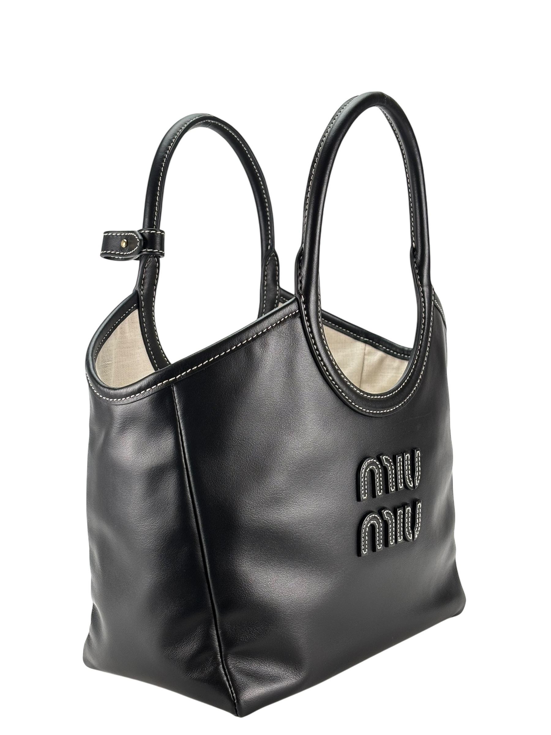 MIUMIU - Black IVY leather bag Gold-tone hardware