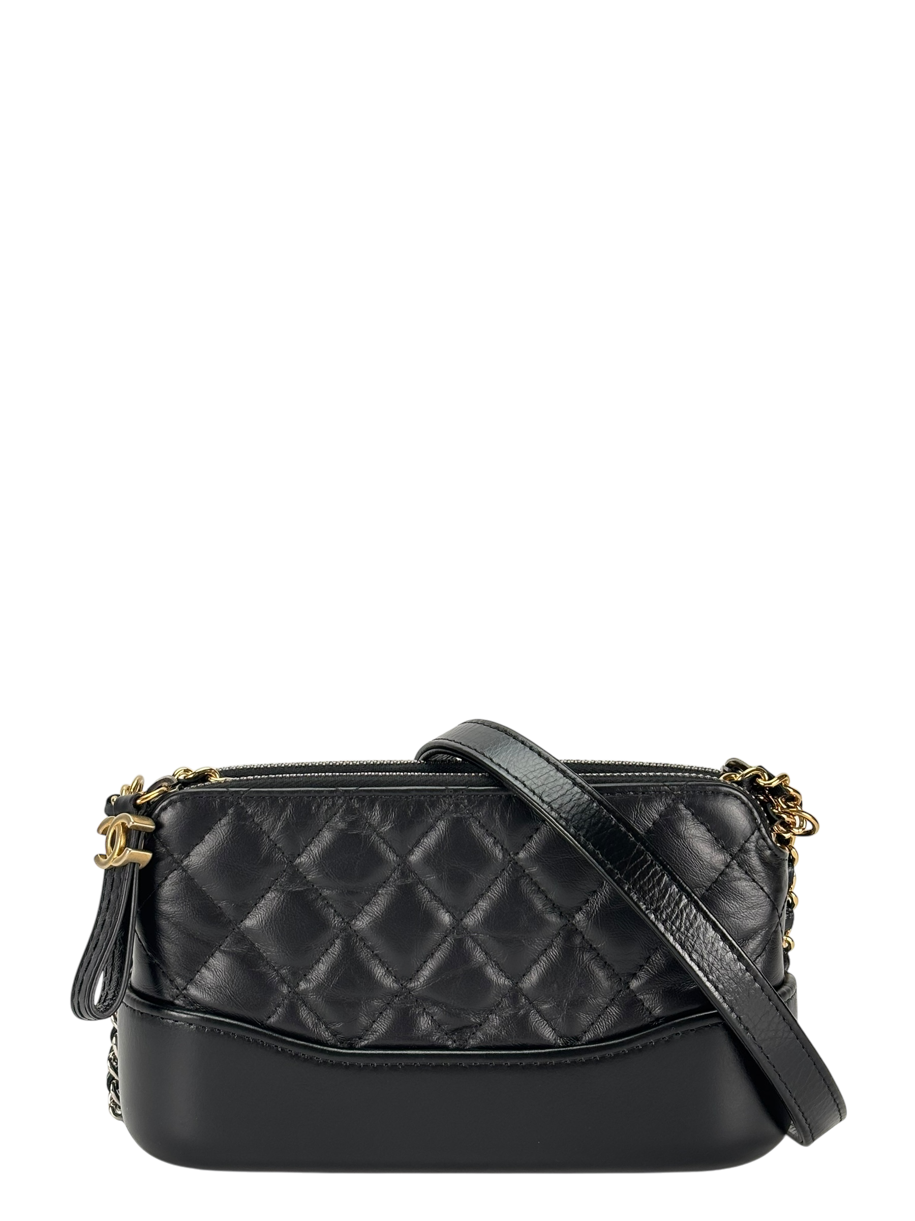 CHANEL -  Black Calfskin Mini Gabrielle Cross body Bag