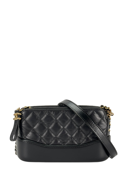 CHANEL -  Black Calfskin Mini Gabrielle Cross body Bag